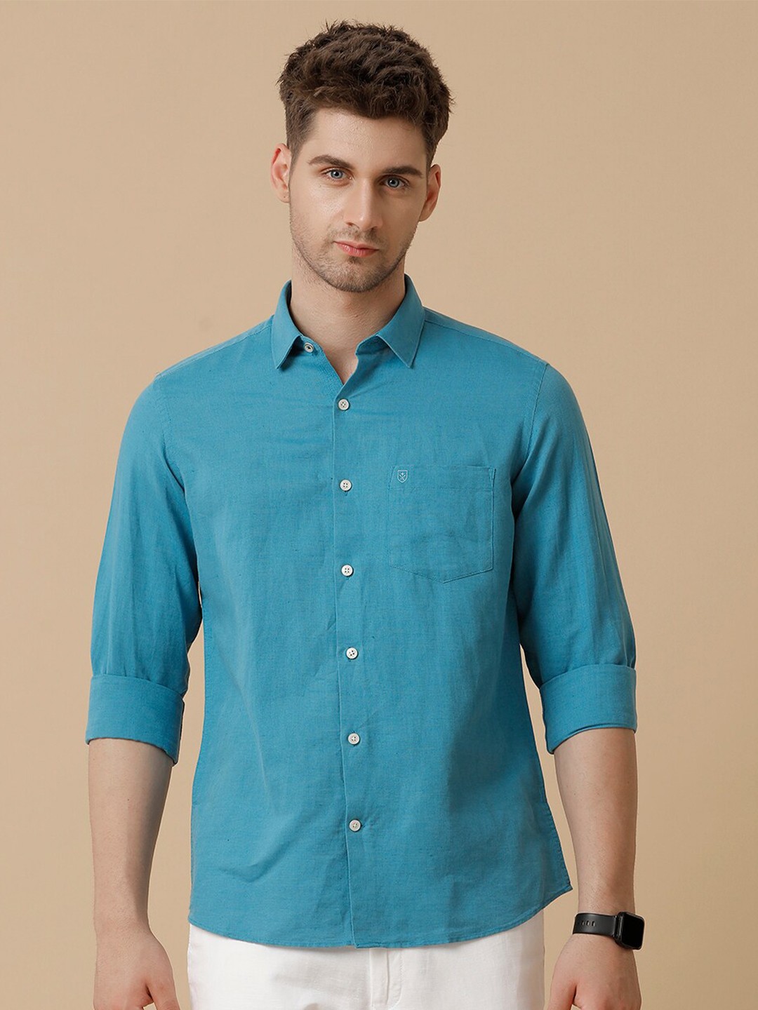 

Linen Club Men Contemporary Opaque Casual Shirt, Blue