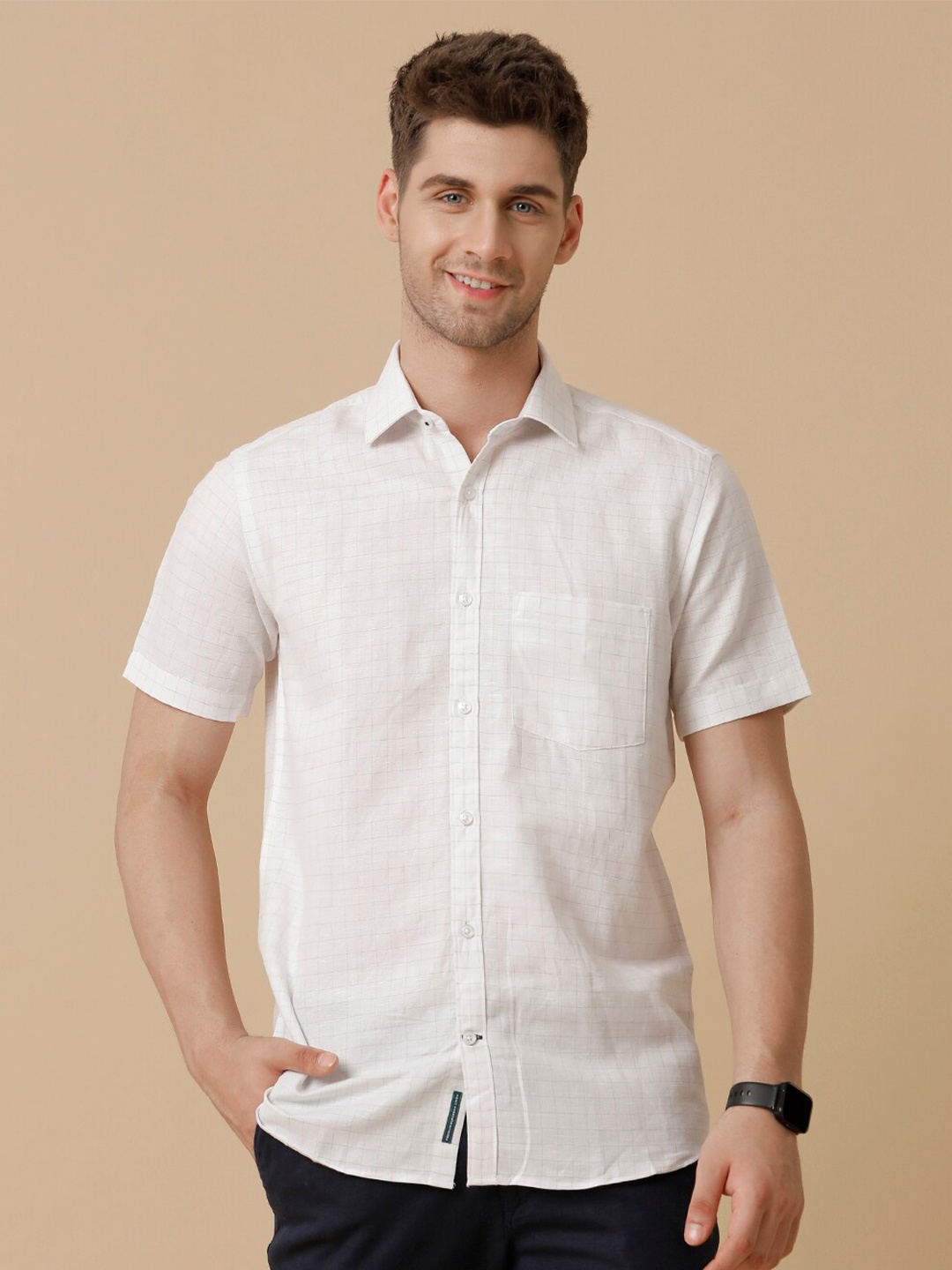 

Linen Club Men Contemporary Opaque Casual Shirt, White