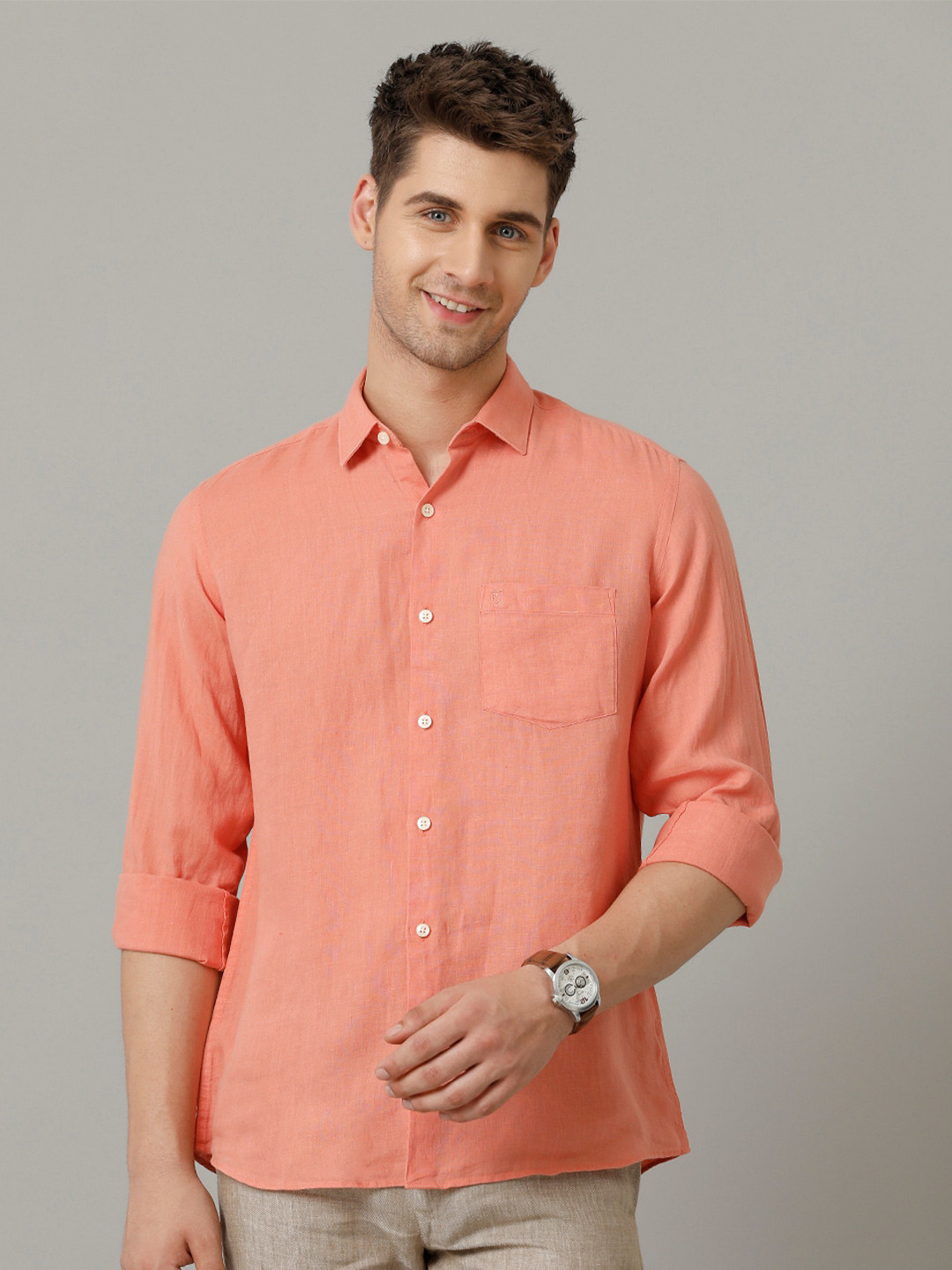 

Linen Club Men Contemporary Opaque Casual Shirt, Red