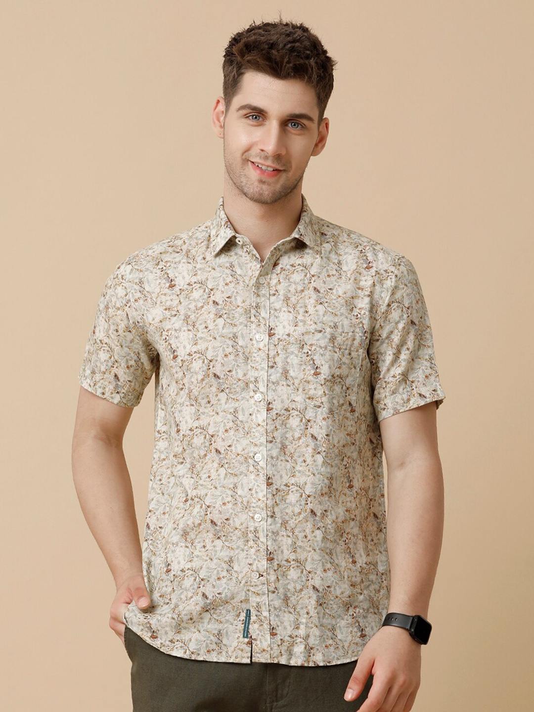 

Linen Club Men Contemporary Opaque Printed Casual Shirt, Multi