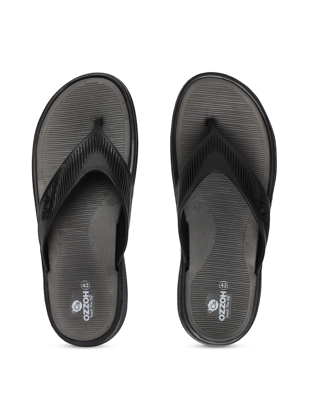 

OZZOH Men Thong Flip-Flops, Black