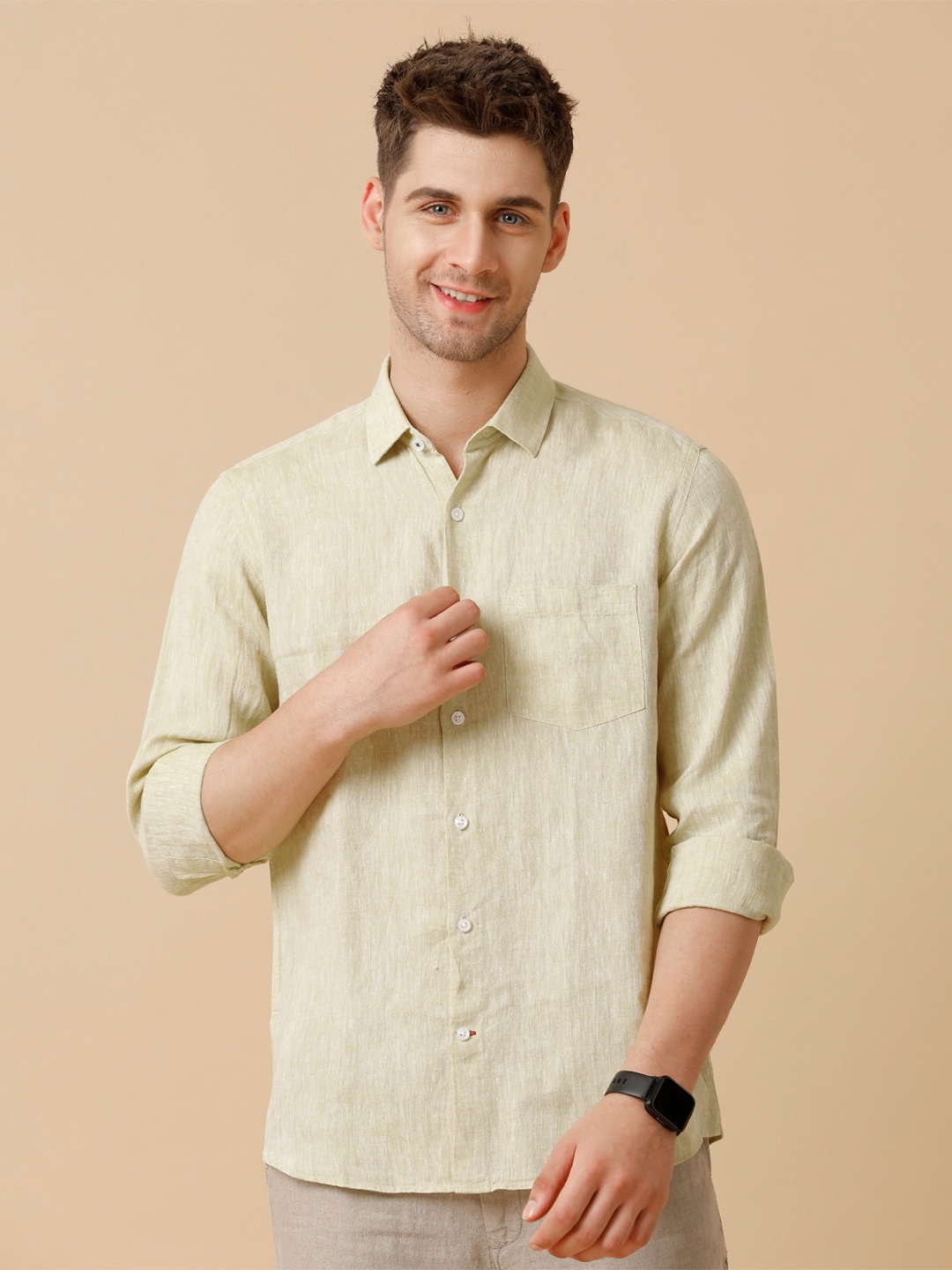 

Linen Club Men Contemporary Opaque Casual Shirt, Yellow