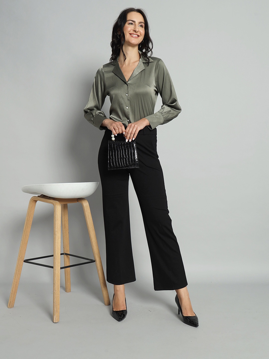

BAESD Women Standard Opaque Formal Shirt, Green