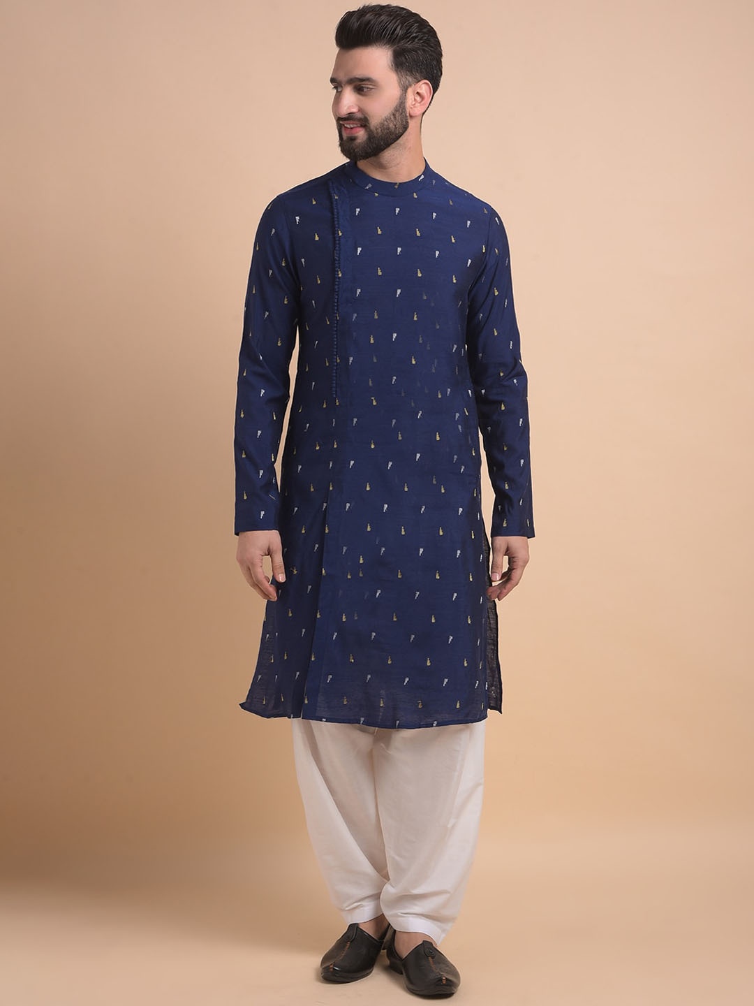 

Anouk Ethnic Woven Design Regular Straight Kurta With Patiala, Blue