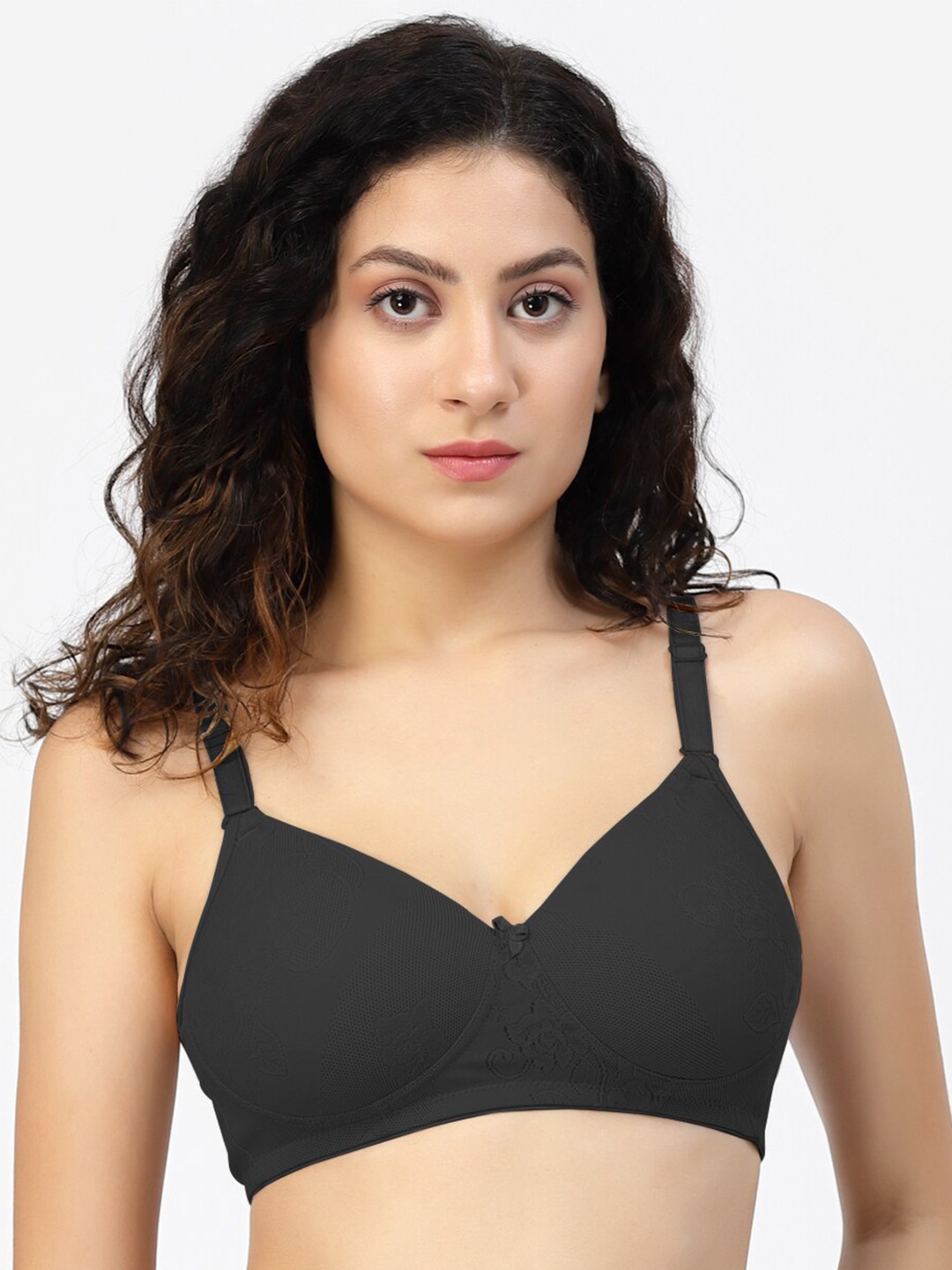 

SHYAM SONS FLAIR Full Coverage All Day Comfort Super Support Cotton T-shirt Bra, Black