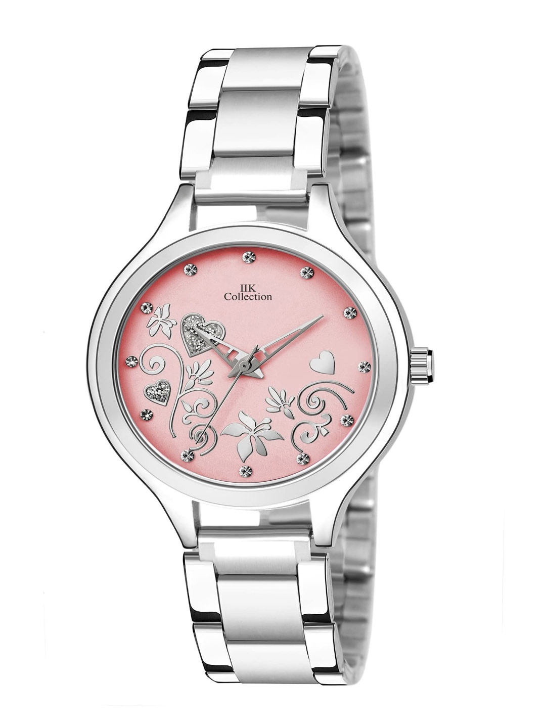 

IIK COLLECTION Women Round Dial Stainless Steel Bracelet Style Straps Analogue Watch, Pink