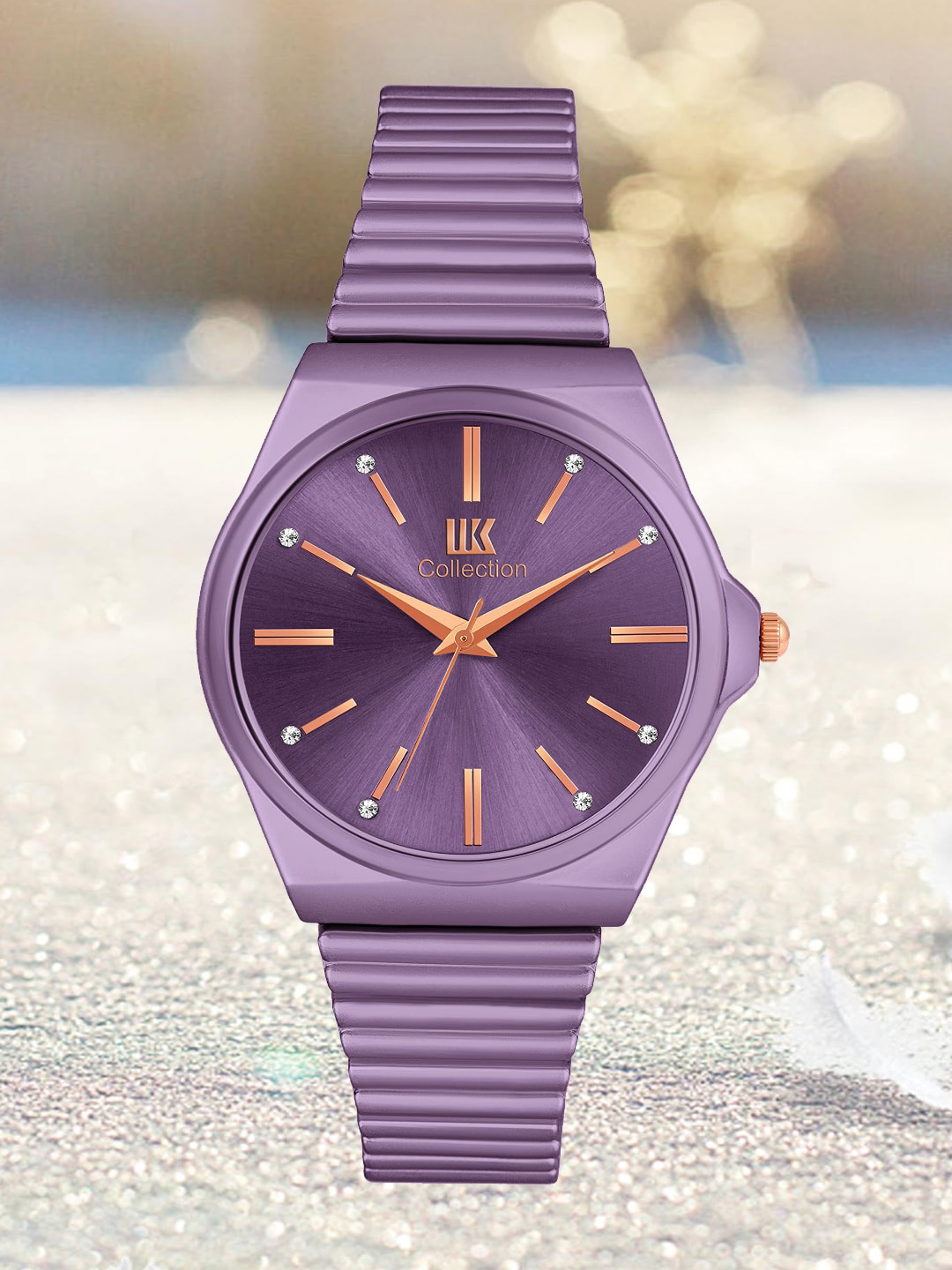 

IIK COLLECTION Girls Round Dial Stainless Steel Bracelet Style Straps Analogue Watch, Purple