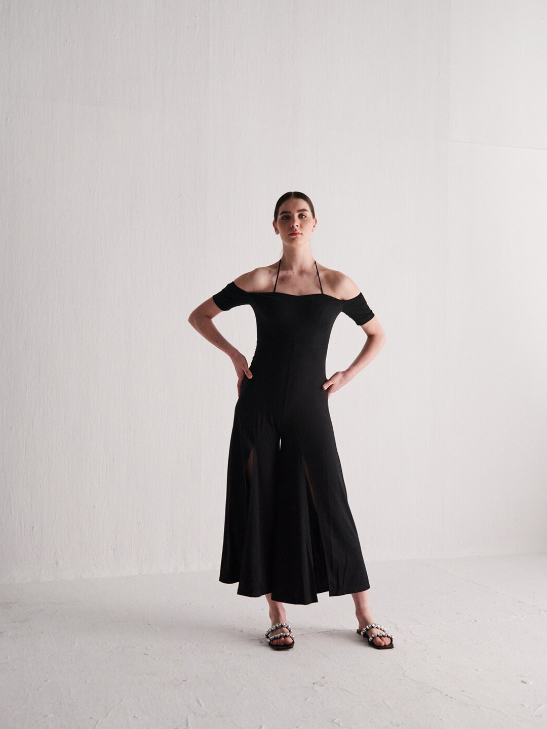 

SOTBELLA Off-Shoulder Fit & Flare Maxi Dress, Black