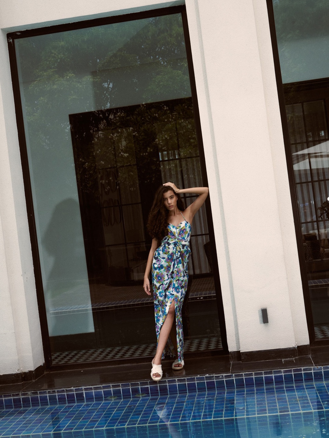 

SOTBELLA Floral Printed Shoulder Straps Maxi Dress, Blue
