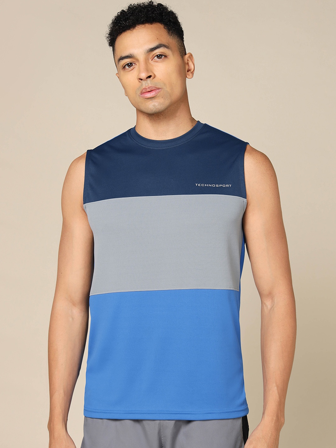 

Technosport Colorblock Slim Fit Crew Neck Techno Cool Innerwear Vest, Blue