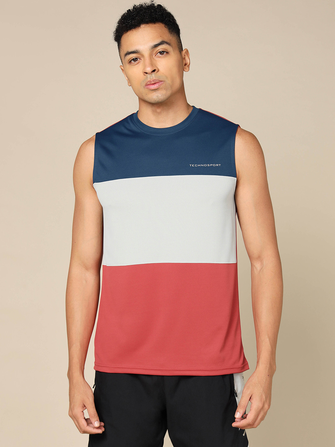 

Technosport Colorblock Slim Fit Techno Cool Crew Neck Innerwear Vest, Red