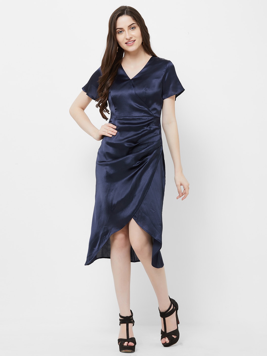 

MISH Women Wrap A-Line Midi Dress, Navy blue