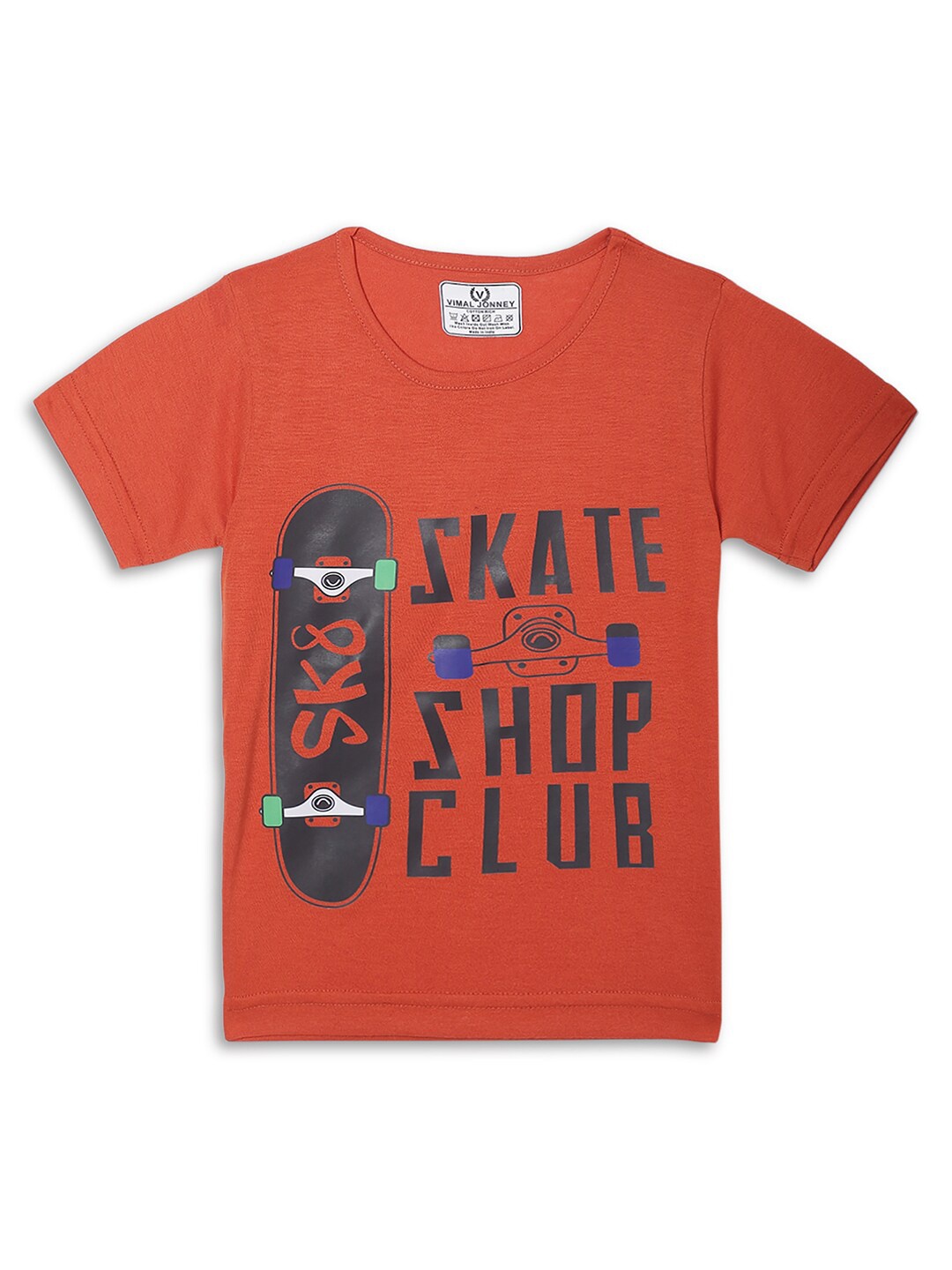 

MACK JONNEY Kids Typography Printed Applique T-shirt, Rust