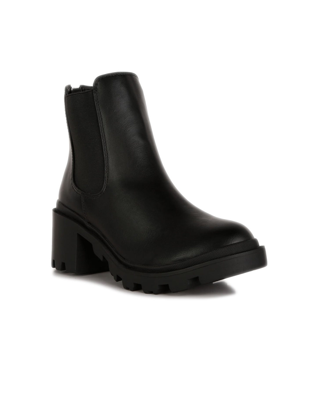 

London Rag Women Round Toe Platform-Heeled Chelsea Boots, Black