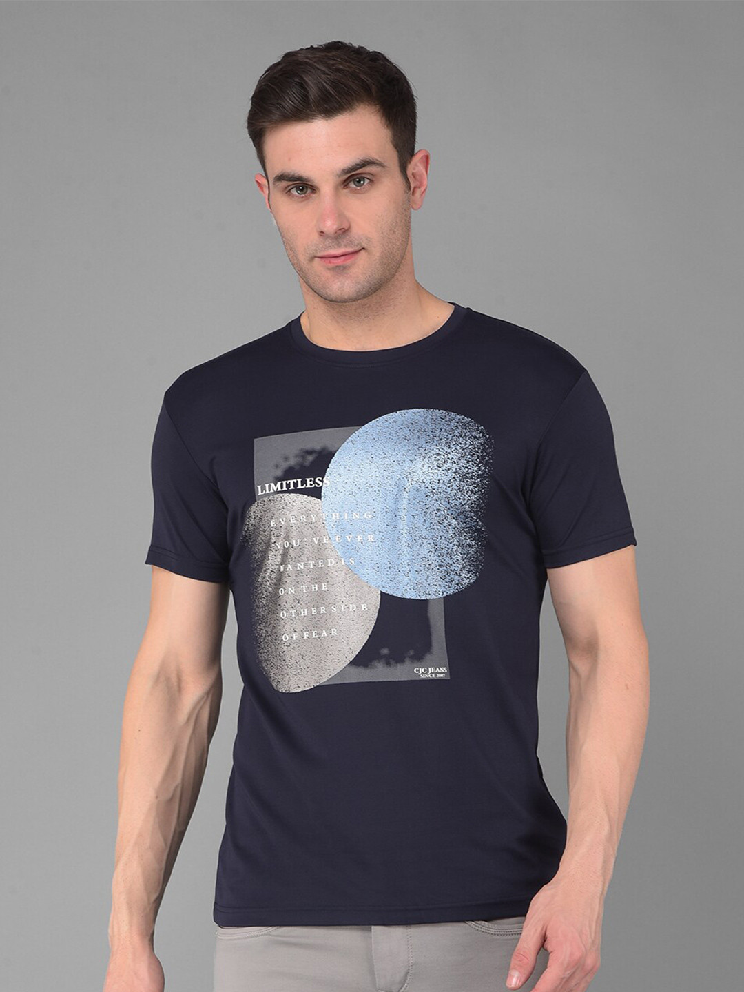 

COBB Men Printed Extended Sleeves Pockets T-shirt, Navy blue