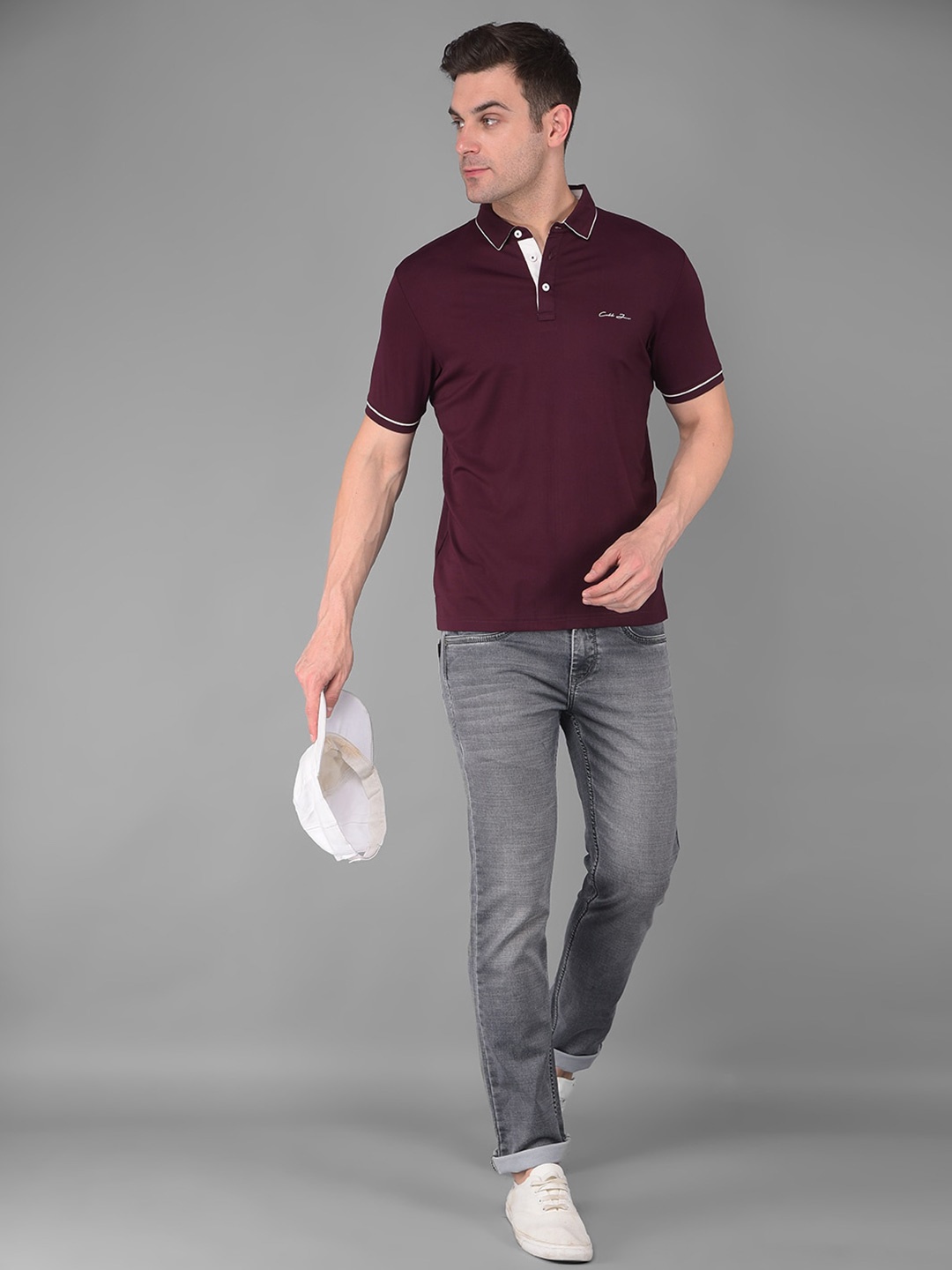 

COBB Men Polo Collar Pockets T-shirt, Burgundy