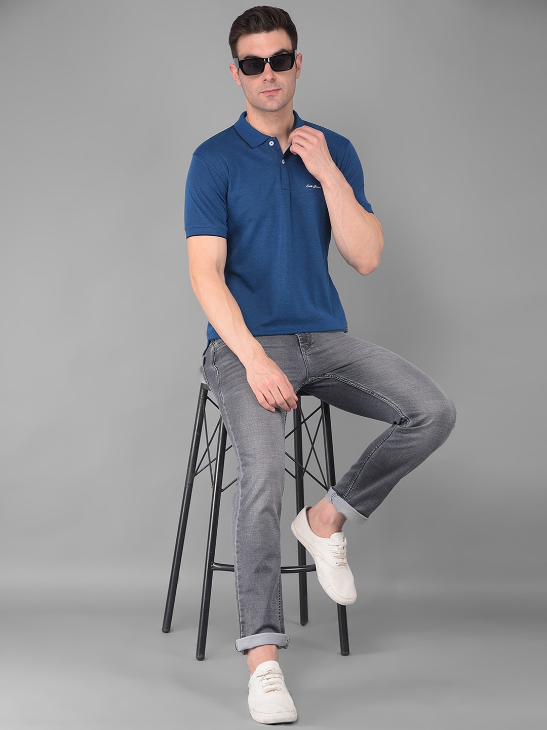 

COBB Men Henley Neck Pockets T-shirt, Blue
