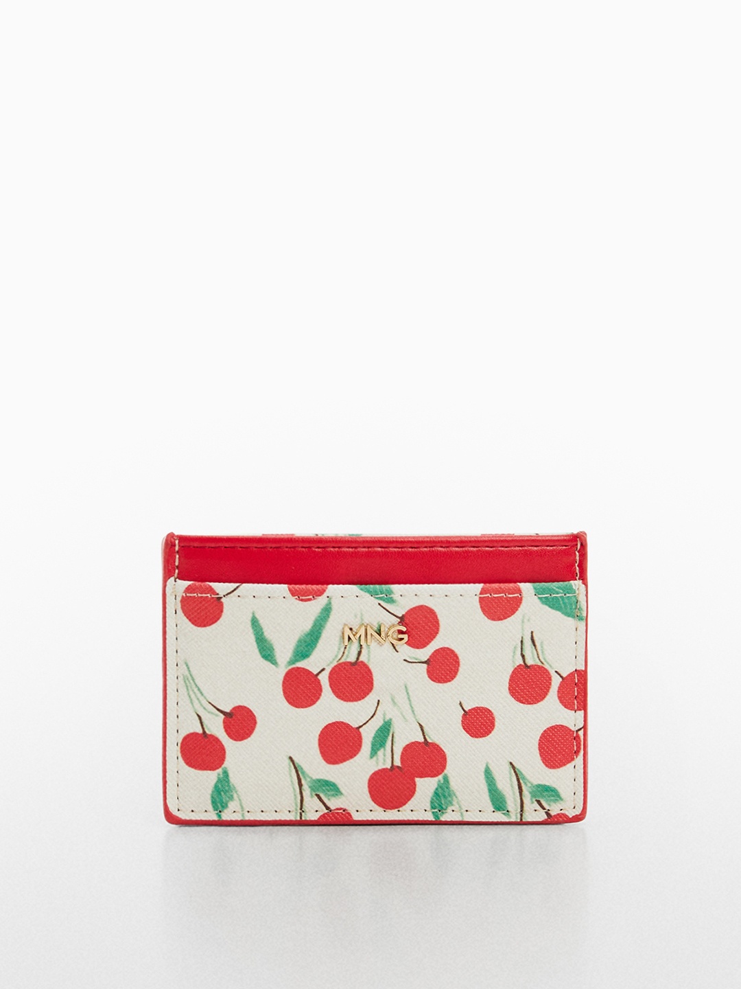 

MANGO Women Cherry Print Card Holder, White