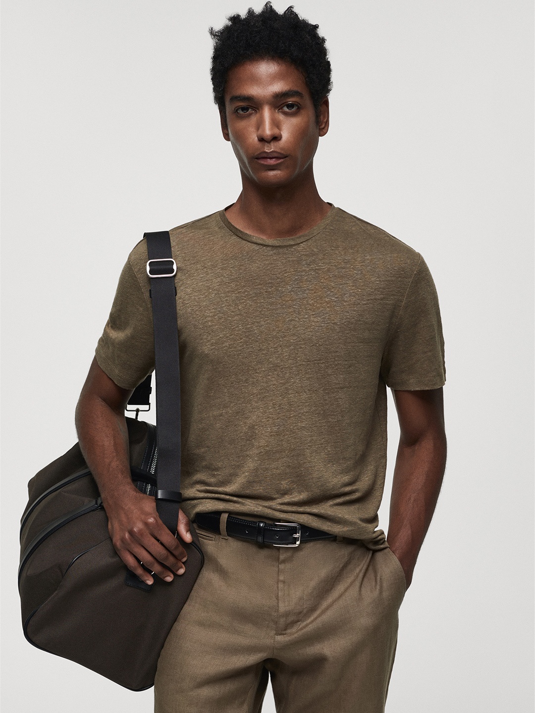

MANGO MAN Linen Slim Fit T-shirt, Olive