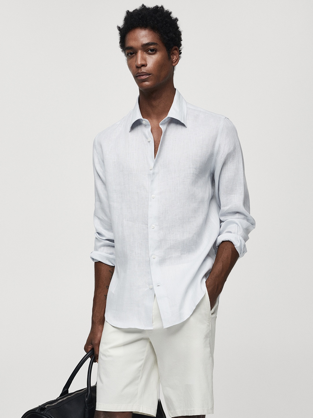 

MANGO MAN Pure Linen Opaque Casual Shirt, Blue