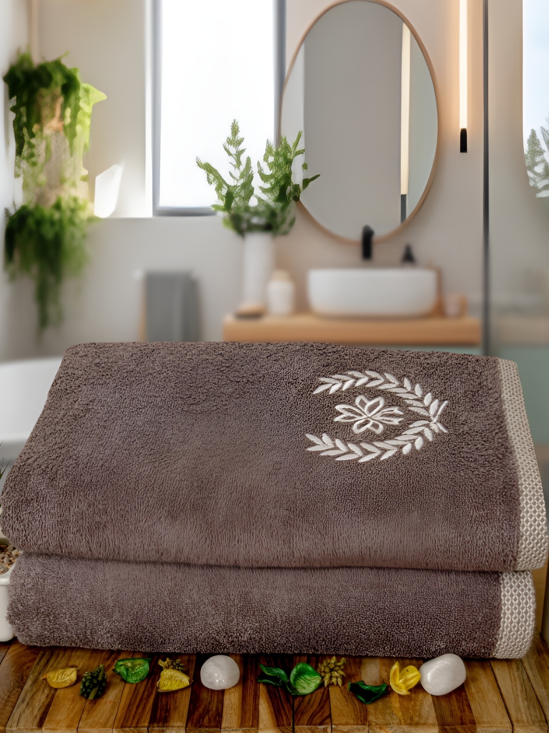 

Aura Brown 2 Pcs Bamboo 500 GSM Bath Towels