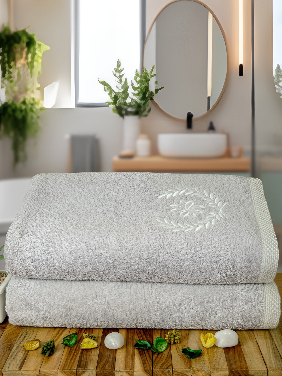 

Aura Grey 2 Pcs Bamboo 500 GSM Bath Towels
