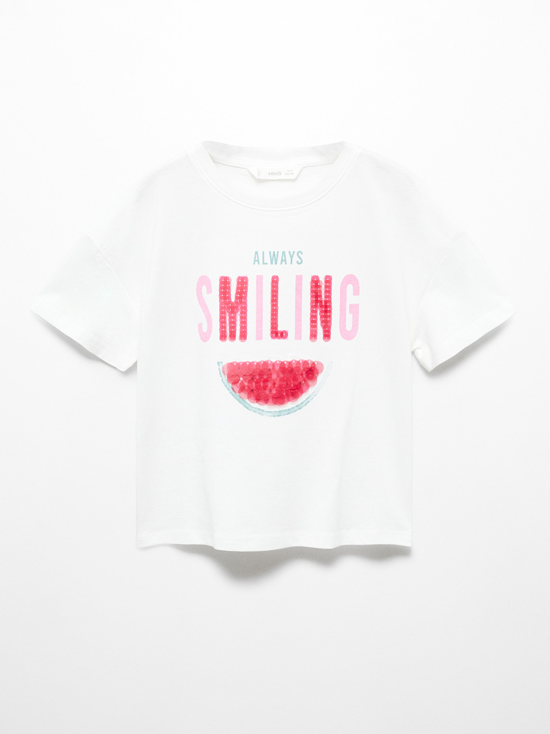 

Mango Kids Girls Typography Printed Embellished Pure Cotton T-shirt, White