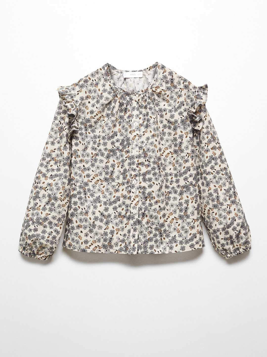 

Mango Kids Girls Floral Printed Cotton Shirt Style Top, Off white
