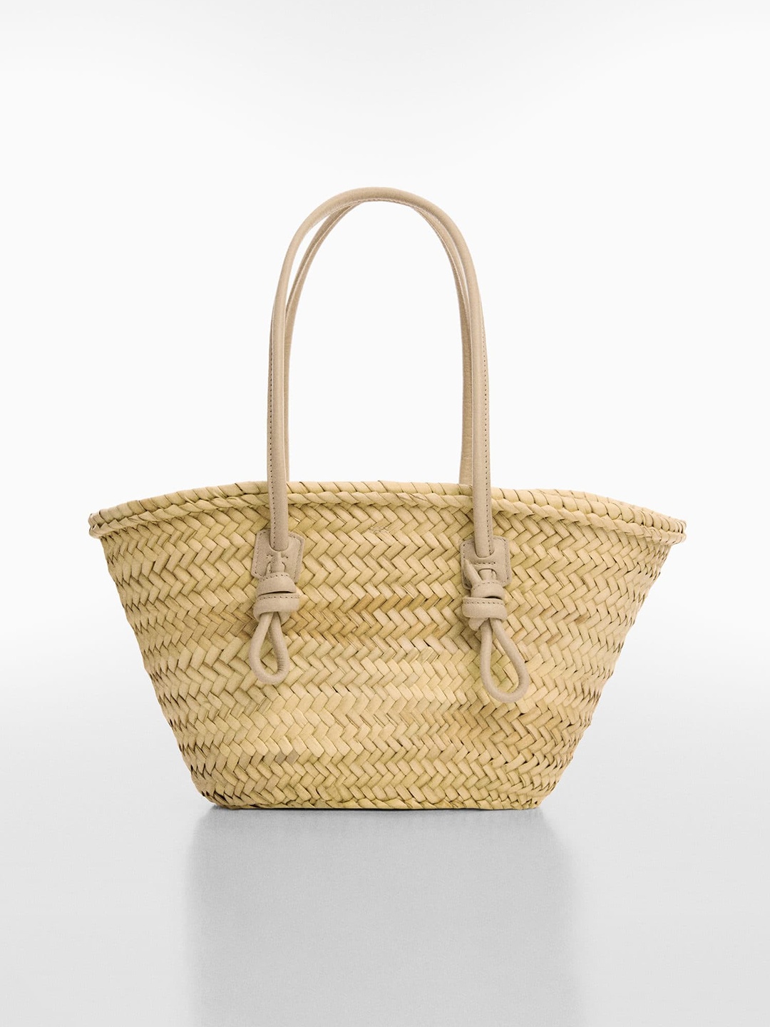 

MANGO Basket Weave Textured Structured Shoulder Bag, Beige