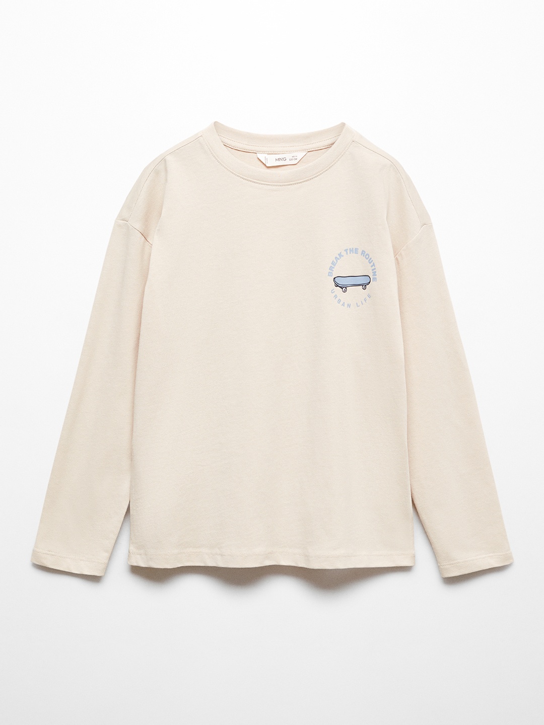 

Mango Kids Boys Pure Cotton Printed Detail T-shirt, Beige