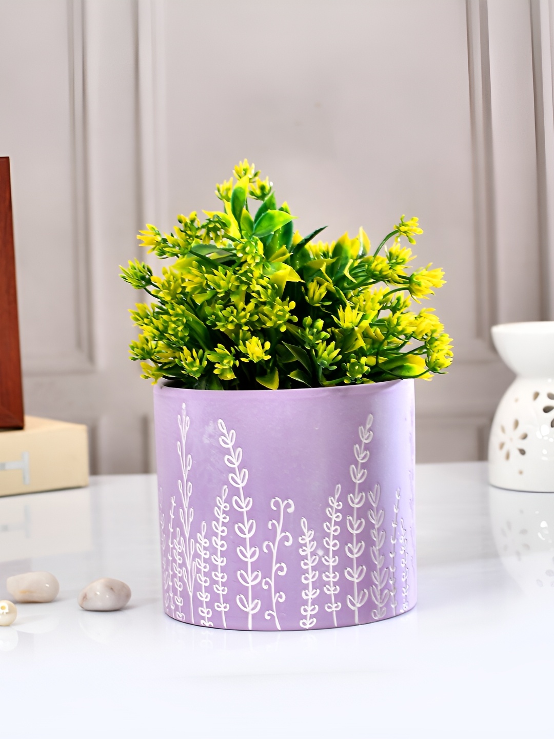 

TAYHAA Purple & White Printed Ceramic Planter