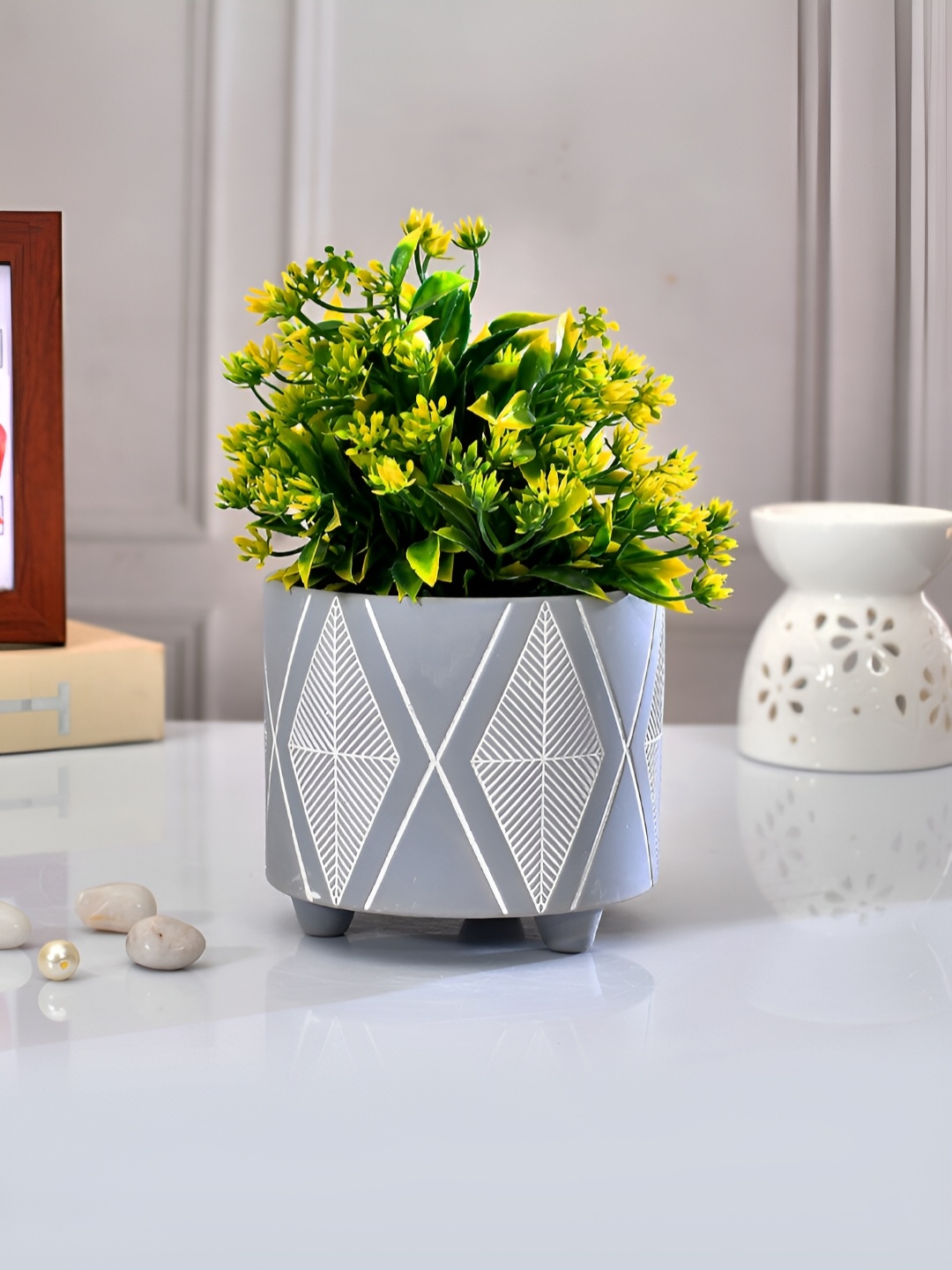 

TAYHAA Grey & White Printed Ceramic Planter