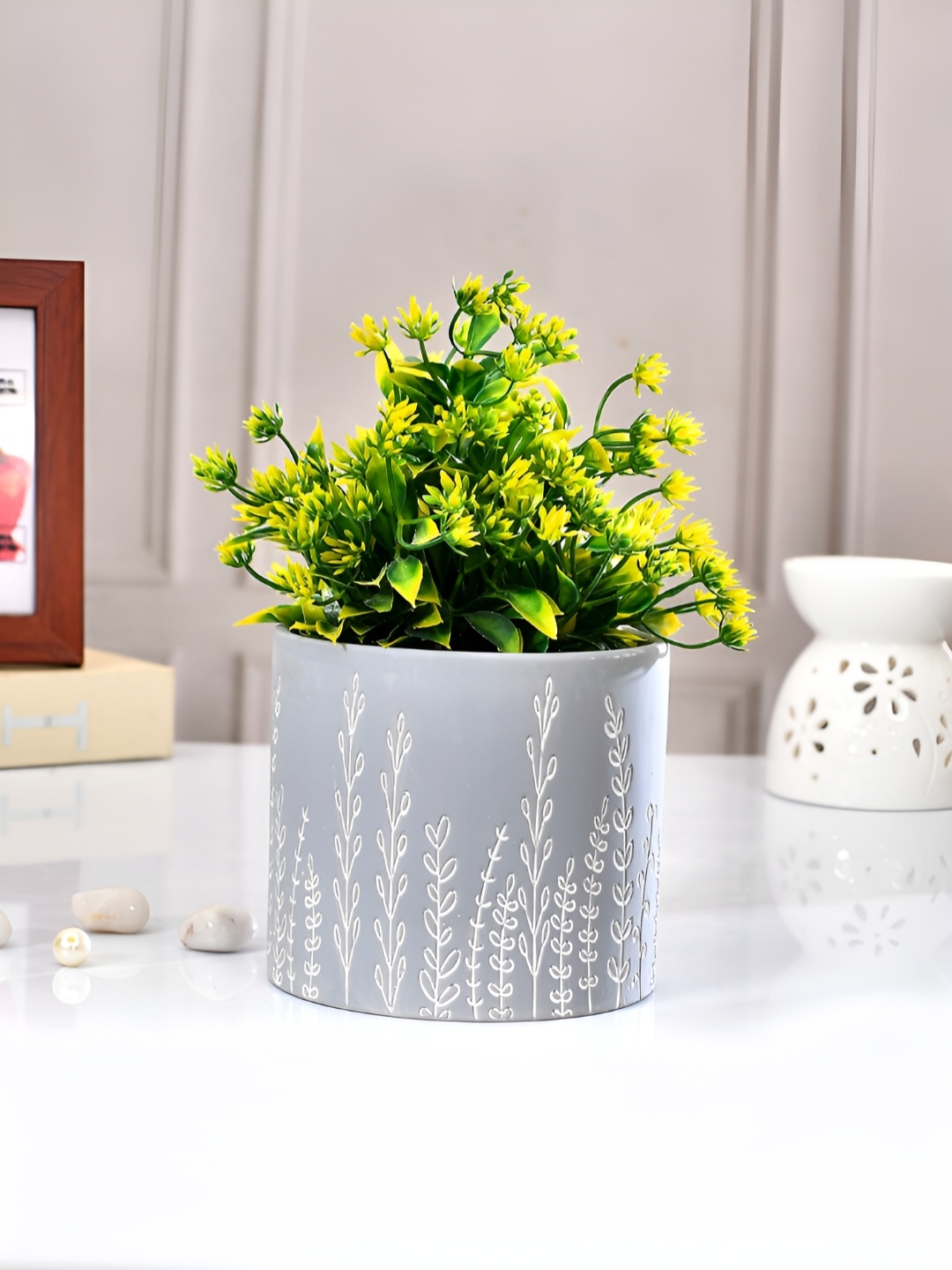 

TAYHAA Grey & White Printed Ceramic Planter