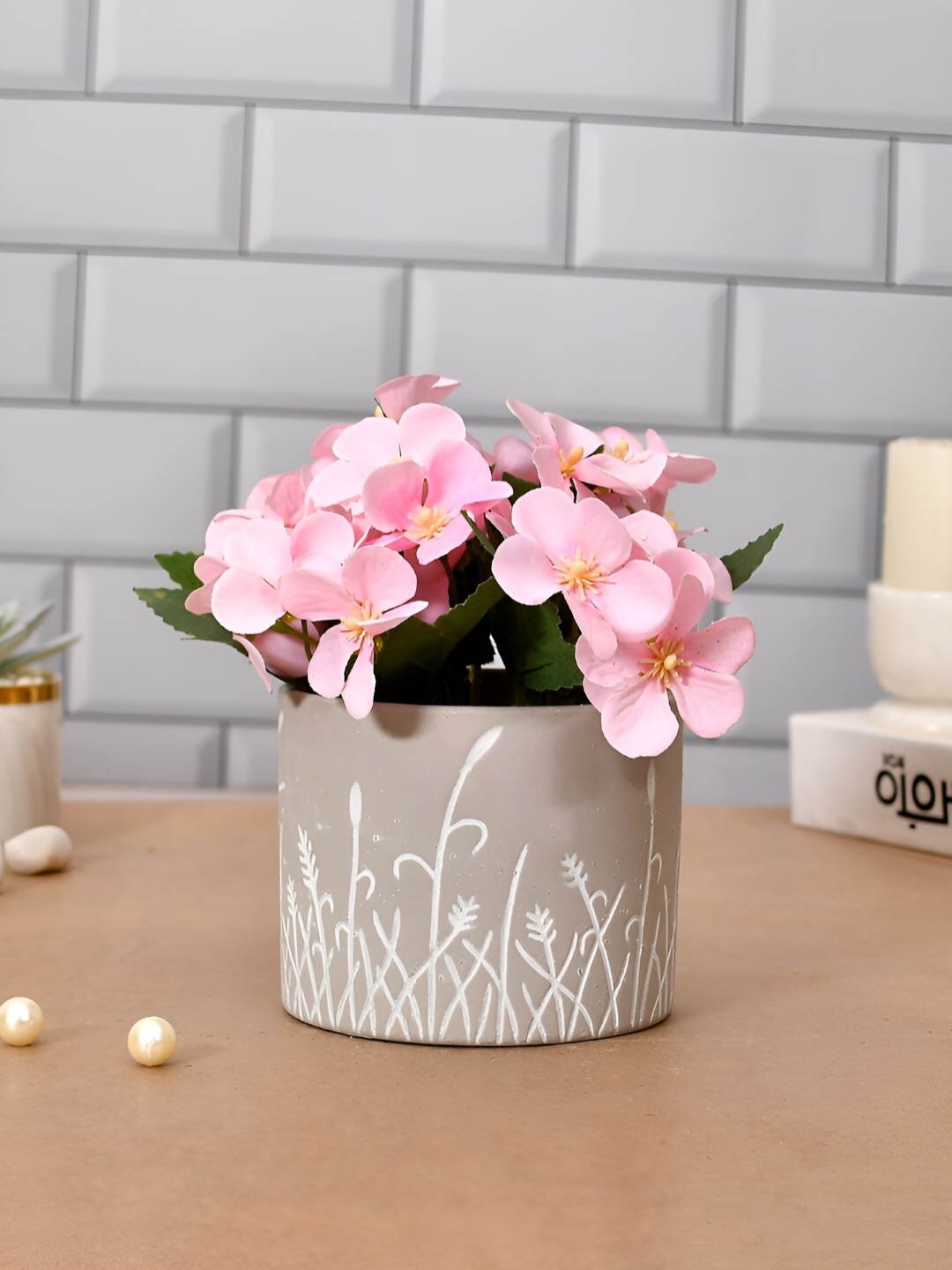 

TAYHAA Grey & White Printed Ceramic Planter