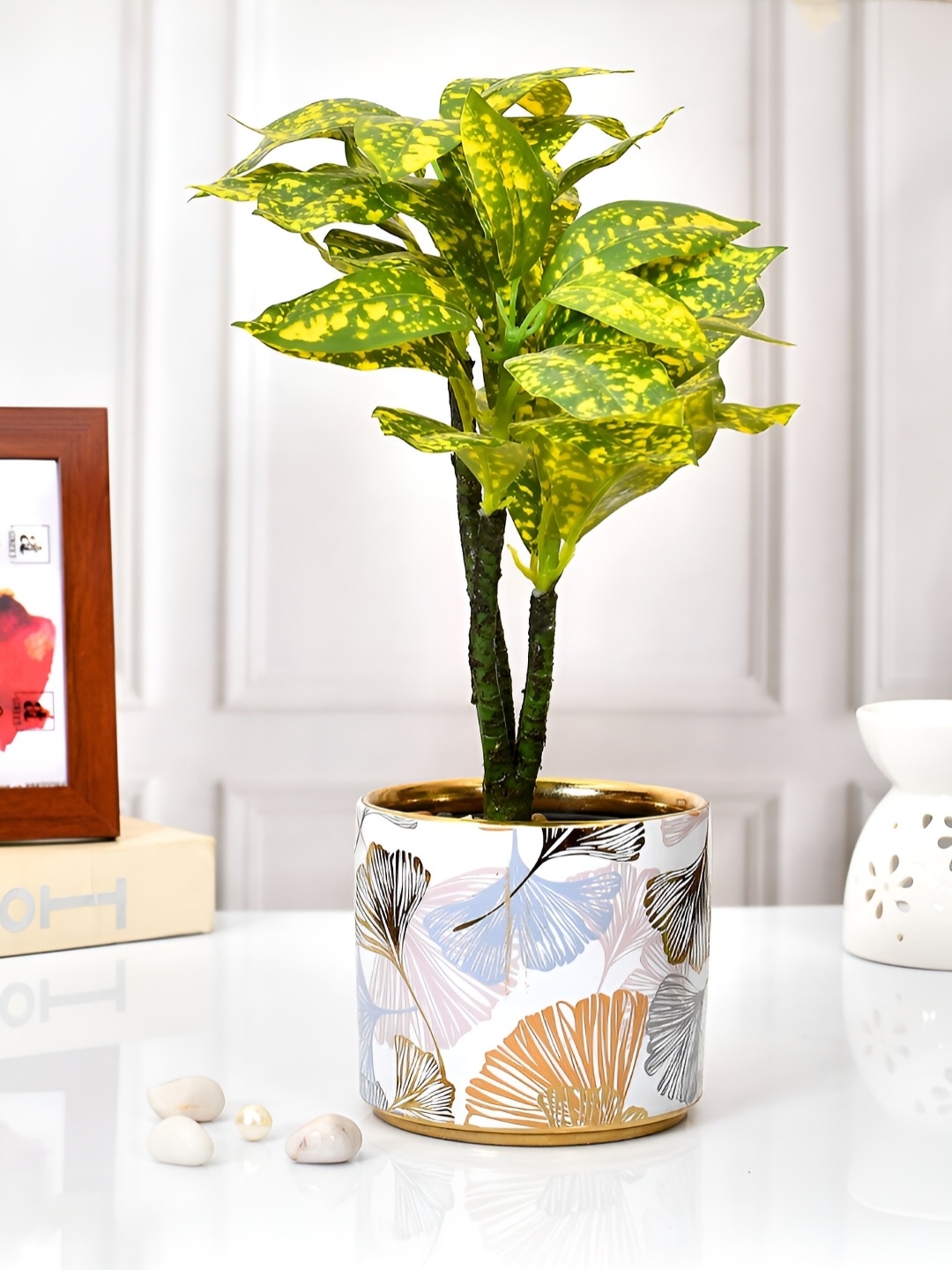 

TAYHAA White & Grey Printed Ceramic Planter
