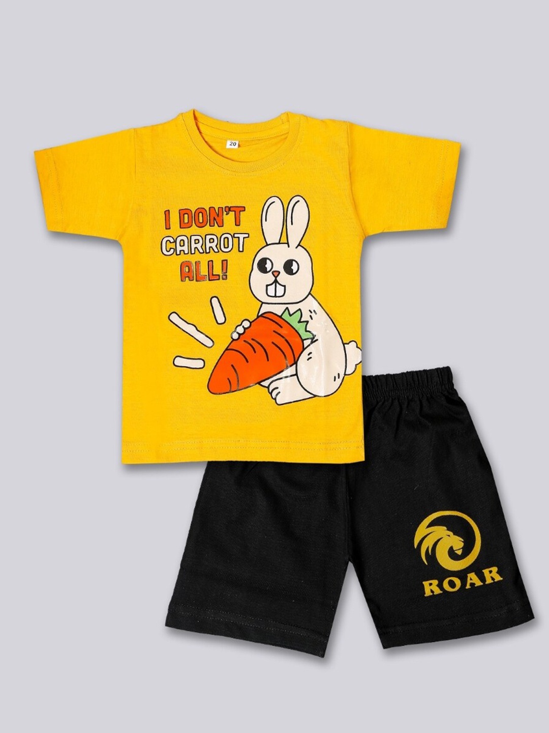 

BAESD Boys Printed T-shirt With Shorts, Yellow