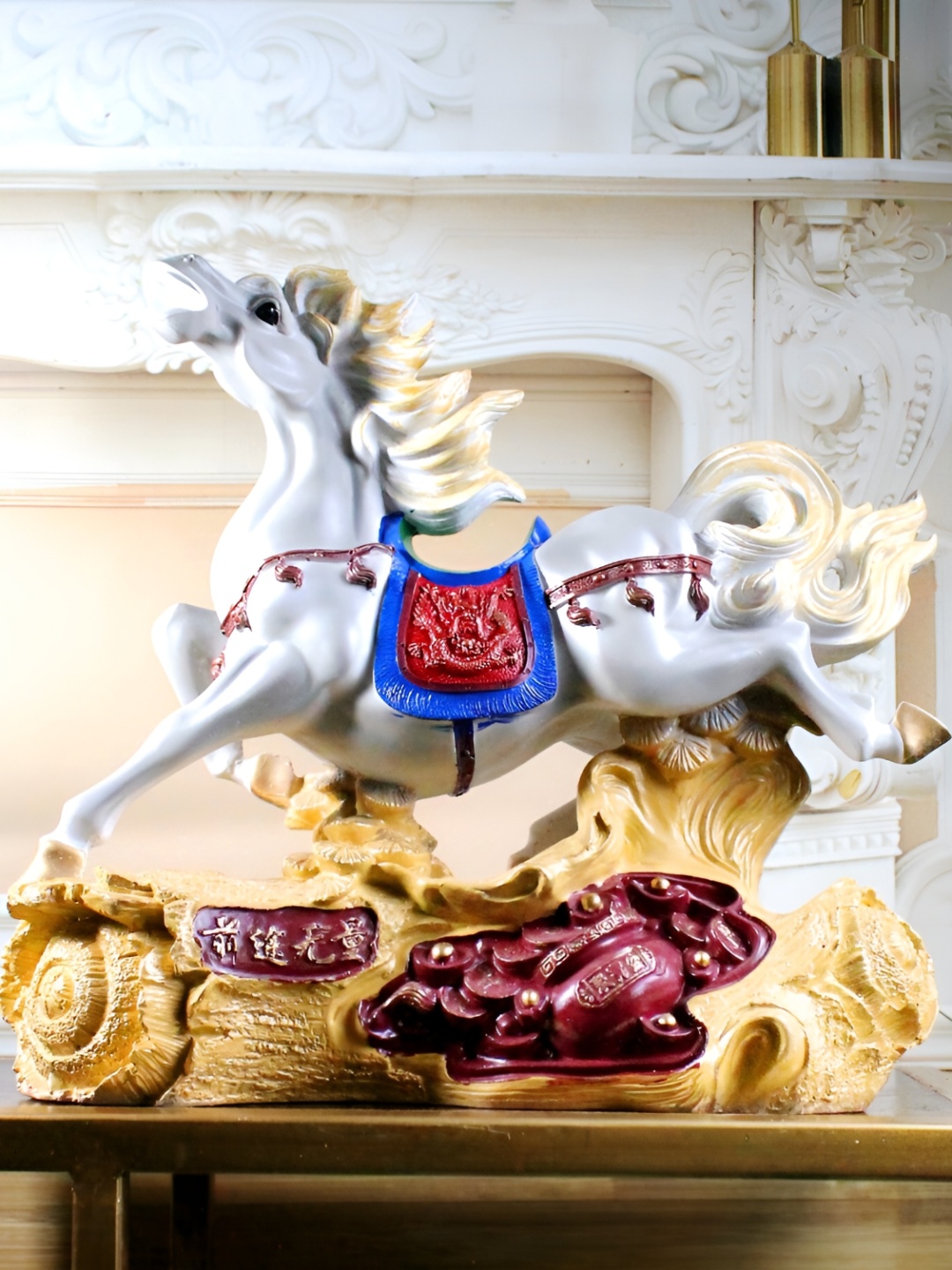 

THE WHITE INK DECOR White & Brown Fengshui Figurine Showpiece