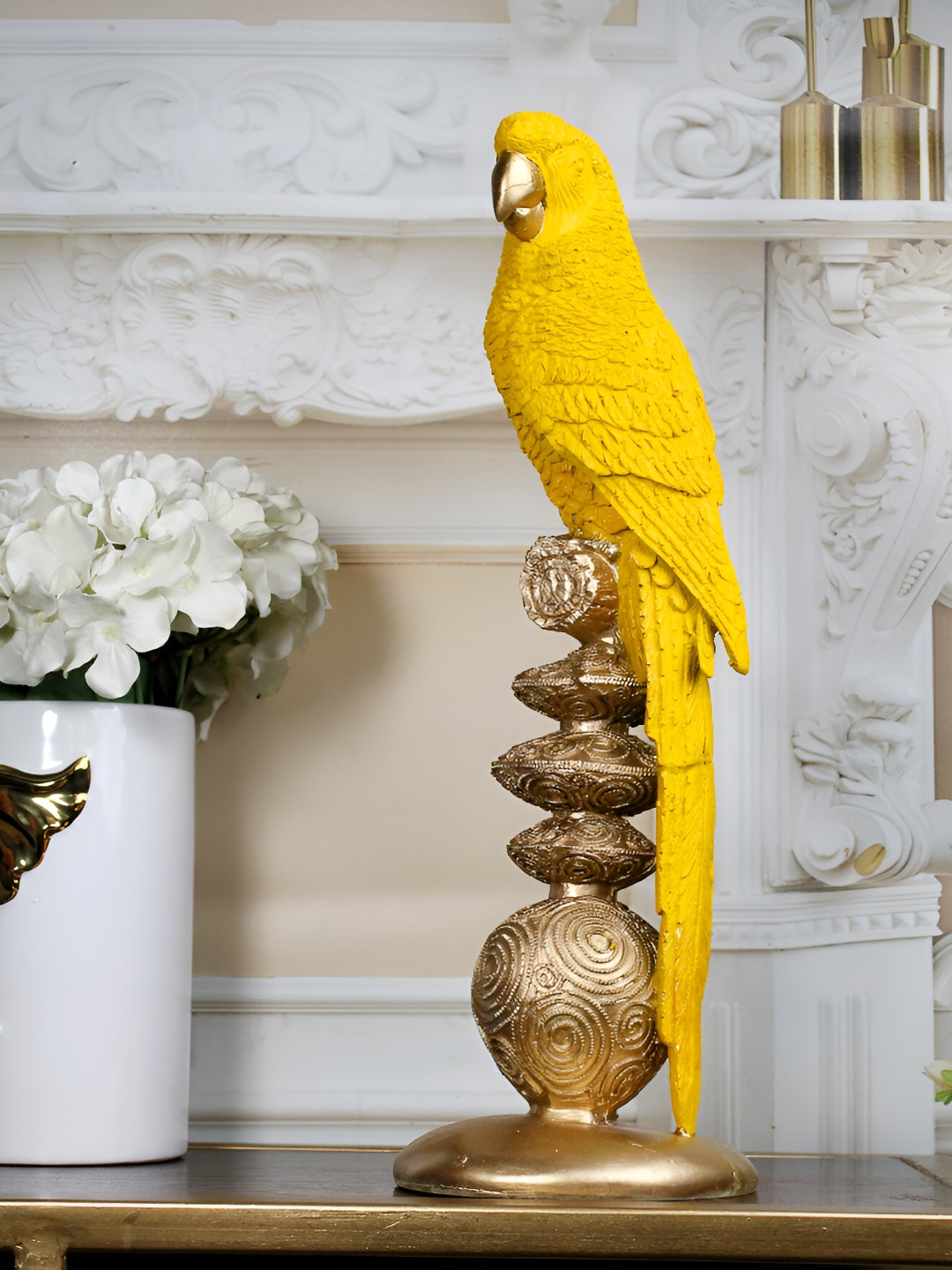 

THE WHITE INK DECOR Yellow Figurine Showpiece
