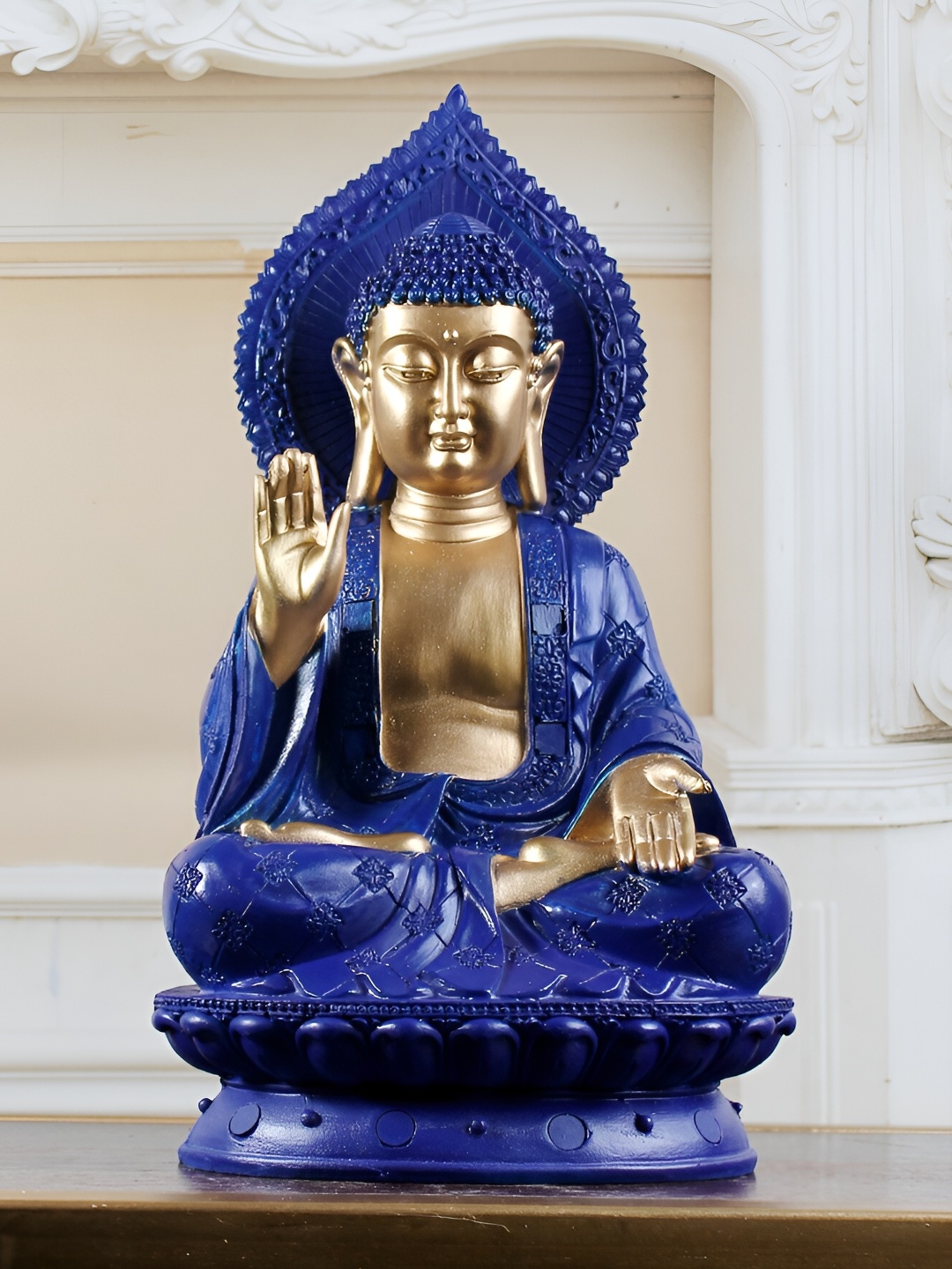

THE WHITE INK DECOR Blue Buddha Figurine Showpiece
