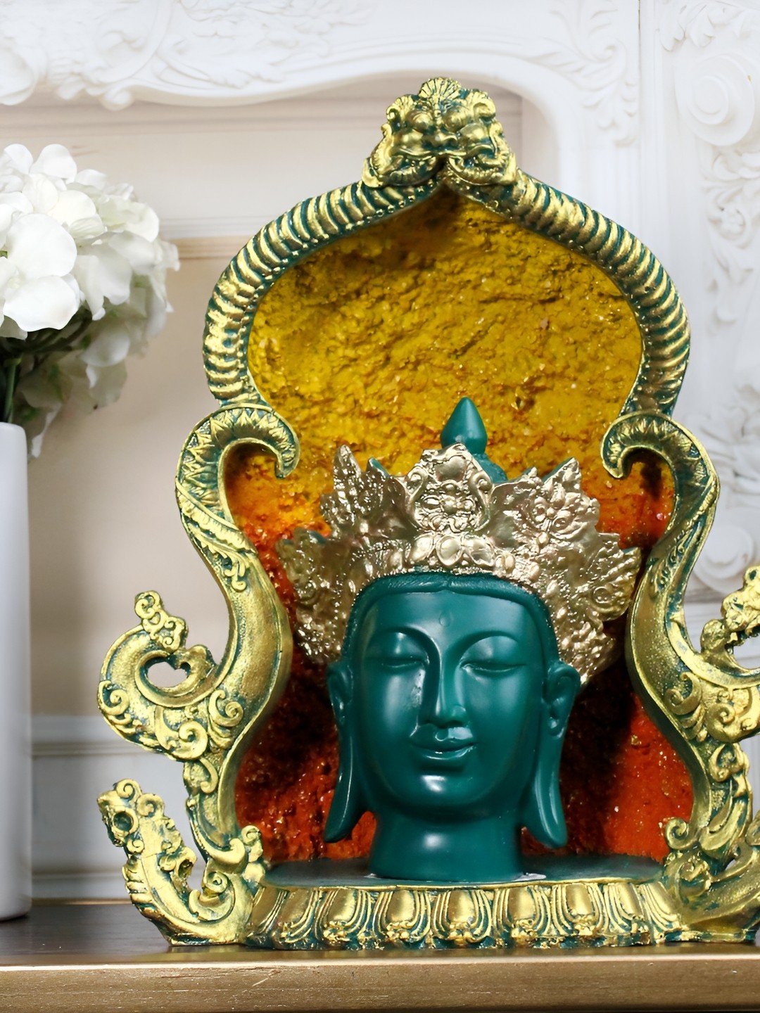 

THE WHITE INK DECOR Blue Buddha Figurine Showpiece