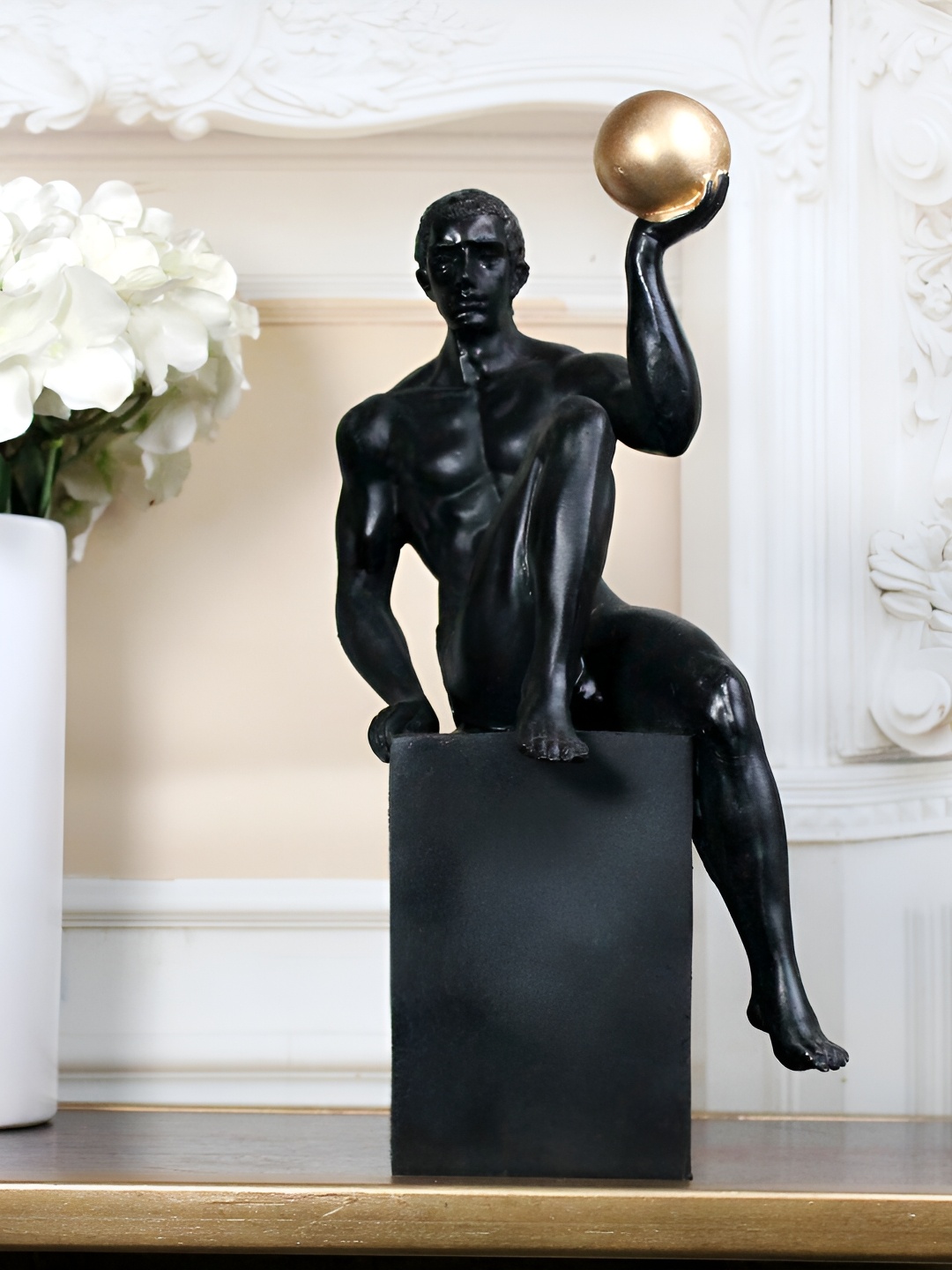 THE WHITE INK DECOR Black Figurine Showpiece
