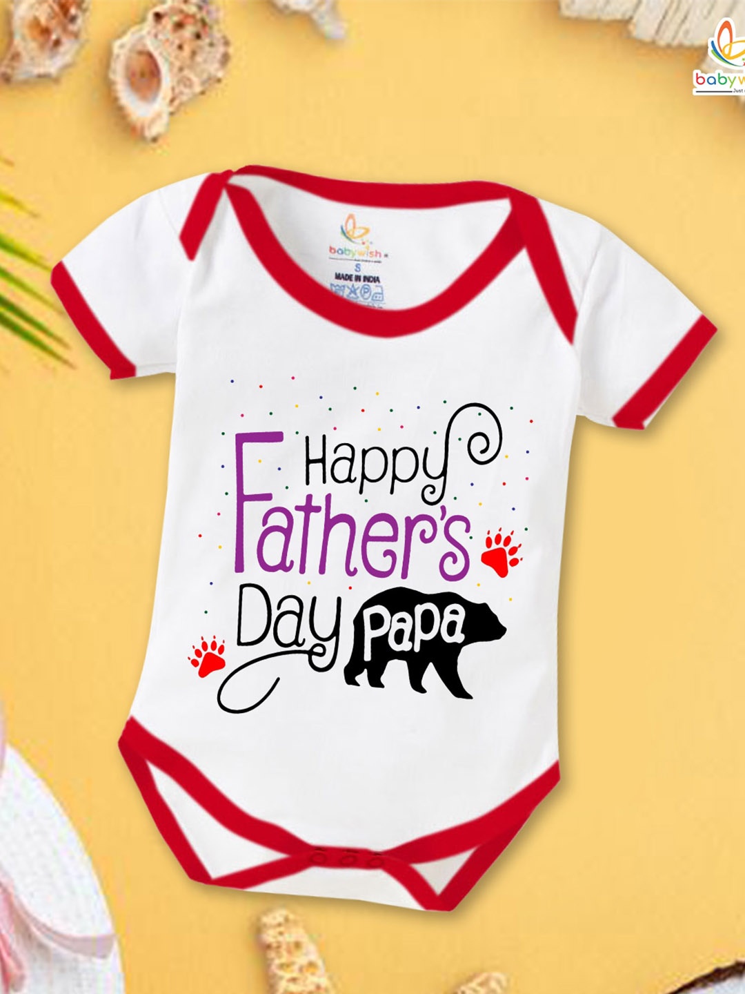 

Babywish Infants Fathers Day Printed Cotton Bodysuit, Red