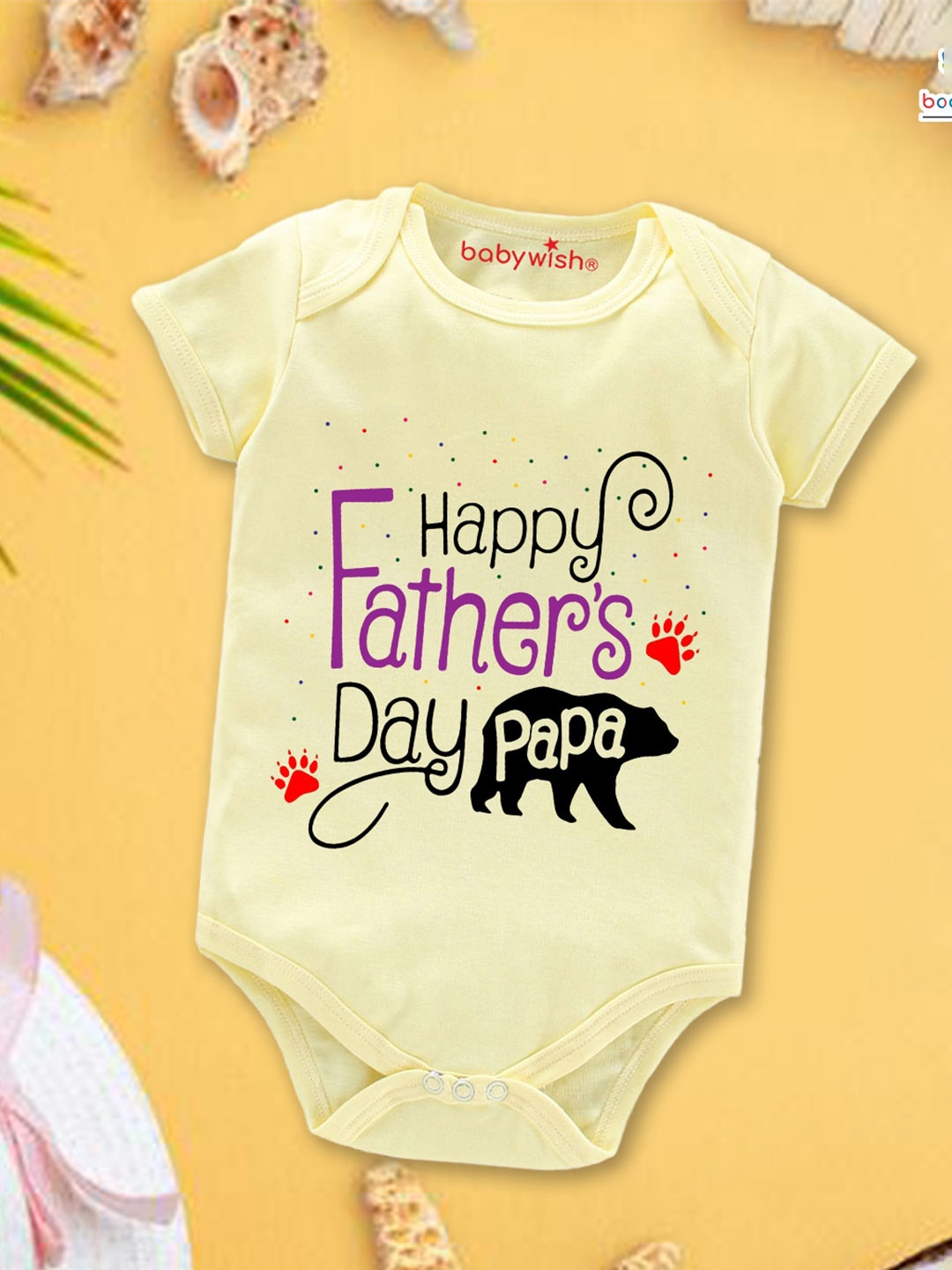 

Babywish Infants Fathers Day Printed Cotton Bodysuit, Yellow