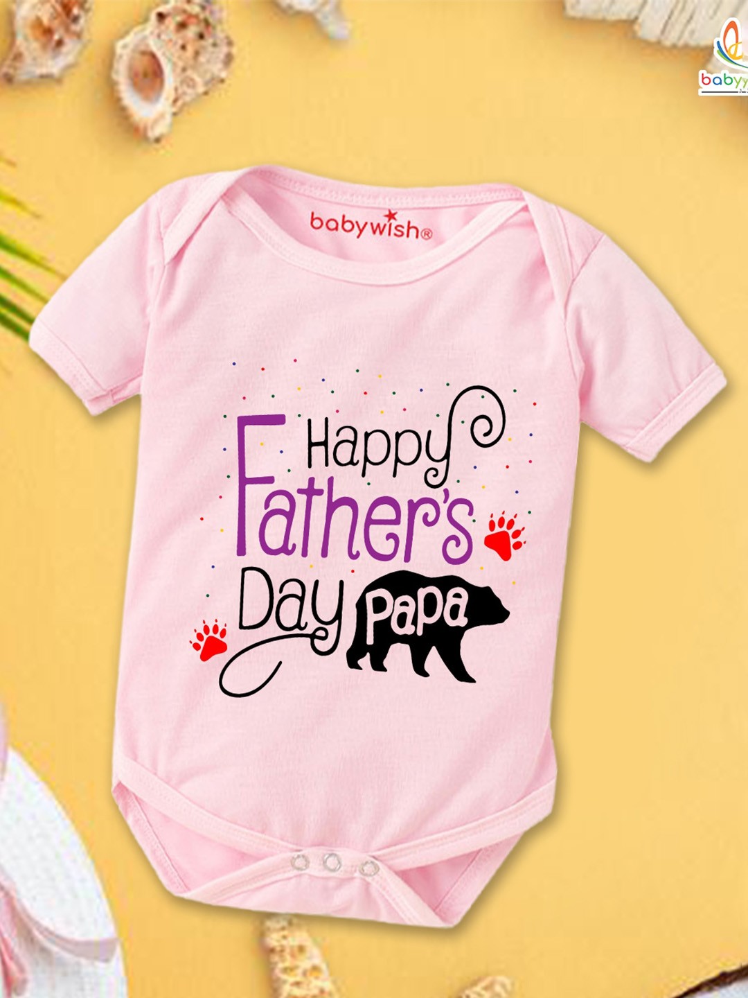 

Babywish Infants Fathers Day Printed Cotton Bodysuit, Pink