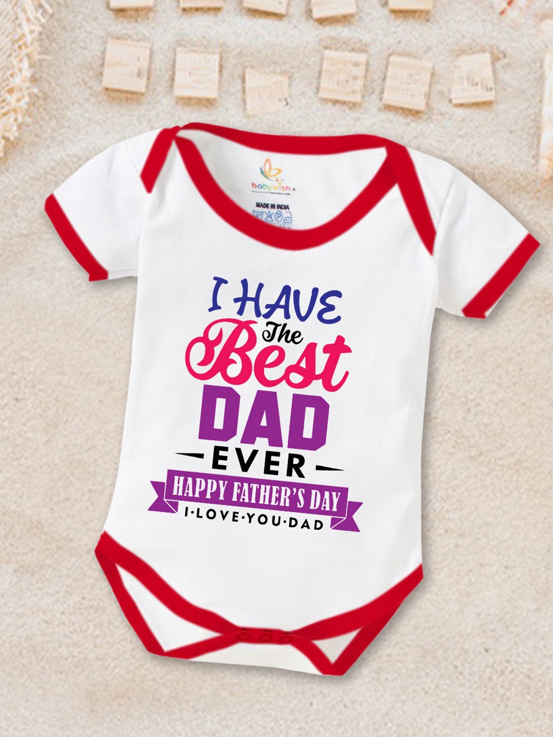 

Babywish Infants Fathers Day Printed Cotton Bodysuit, Red
