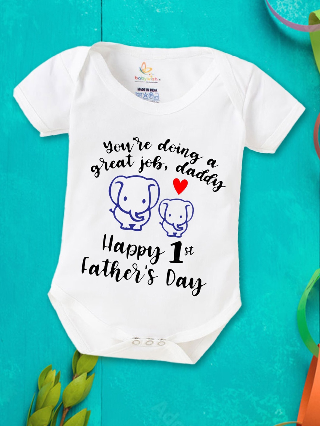 

Babywish Infants Fathers Day Printed Cotton Bodysuit, White