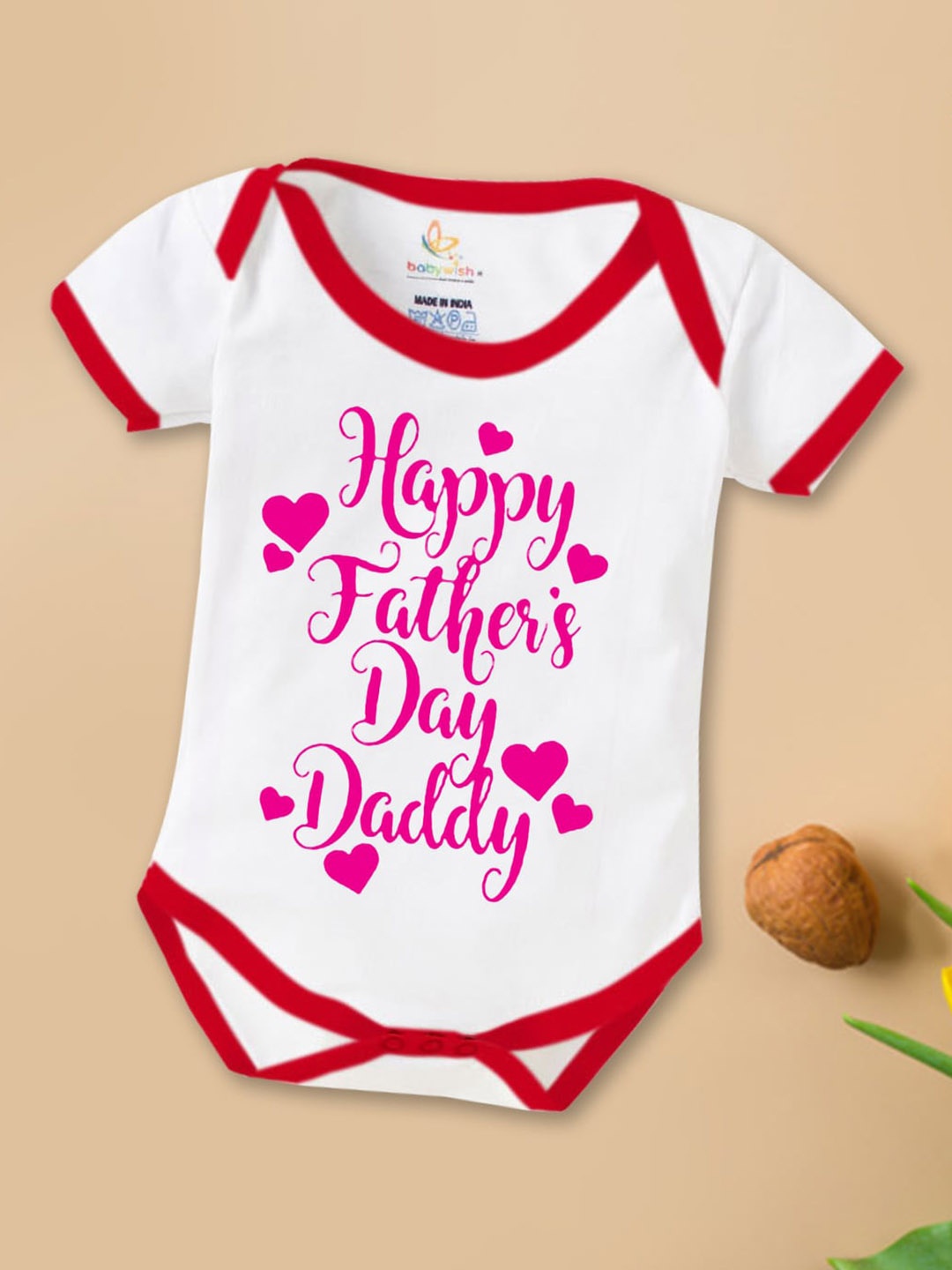 

Babywish Infants Fathers Day Printed Cotton Bodysuit, Red