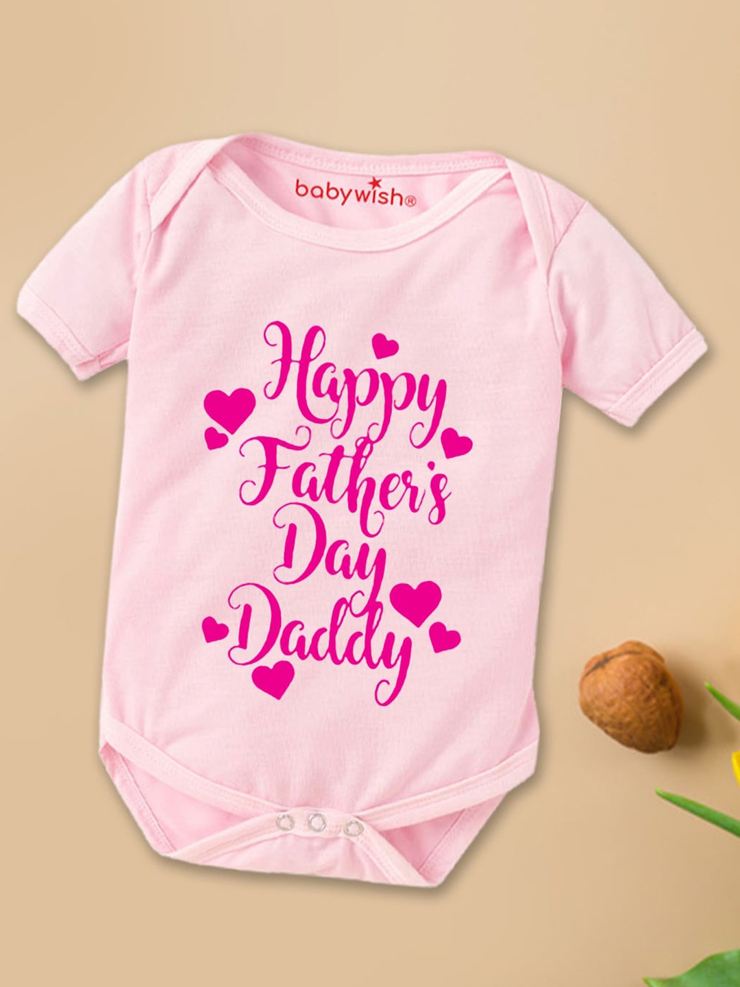 

Babywish Infants Printed Cotton Bodysuit, Pink