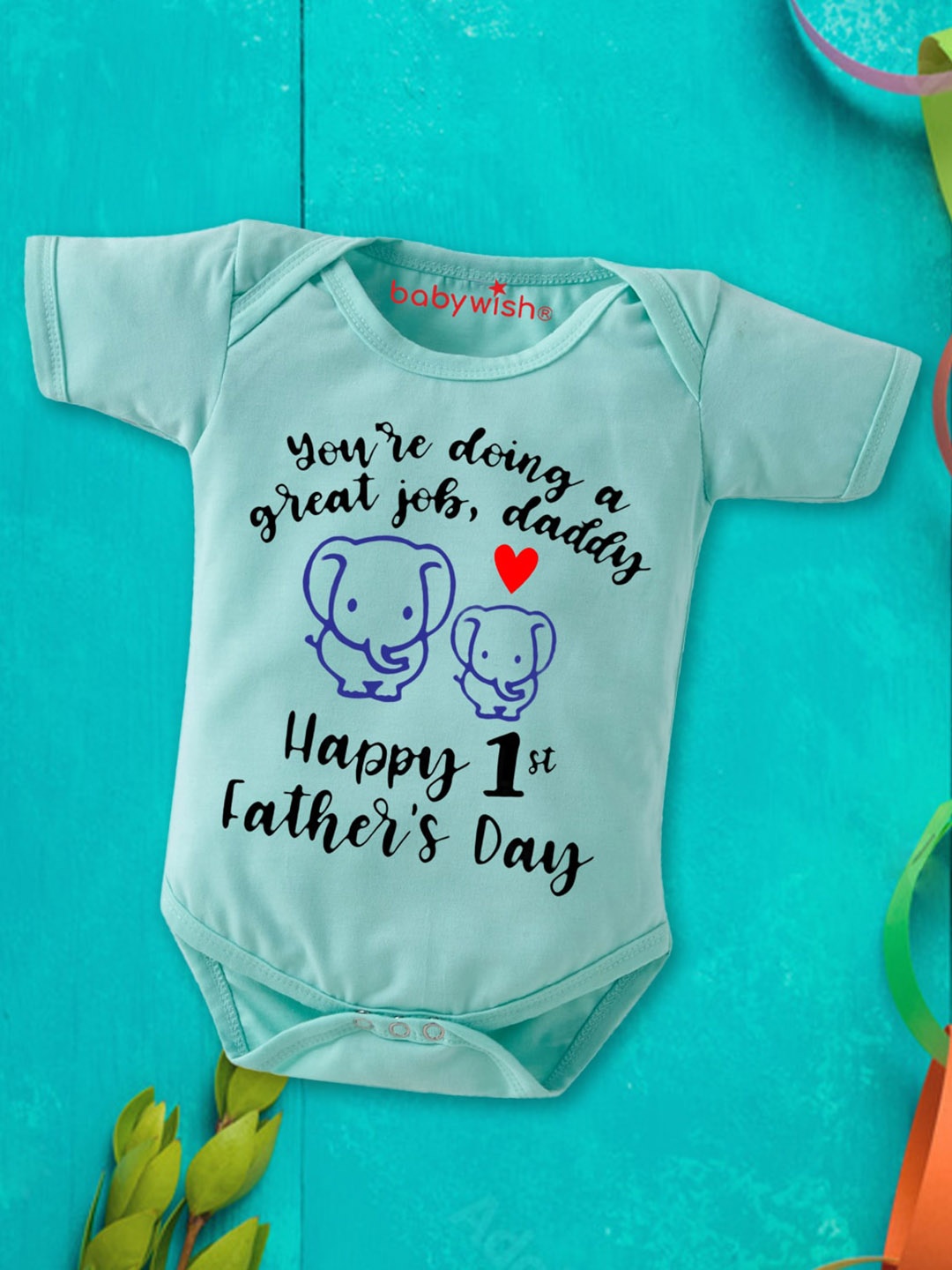 

Babywish Infants Printed Cotton Bodysuit, Sea green