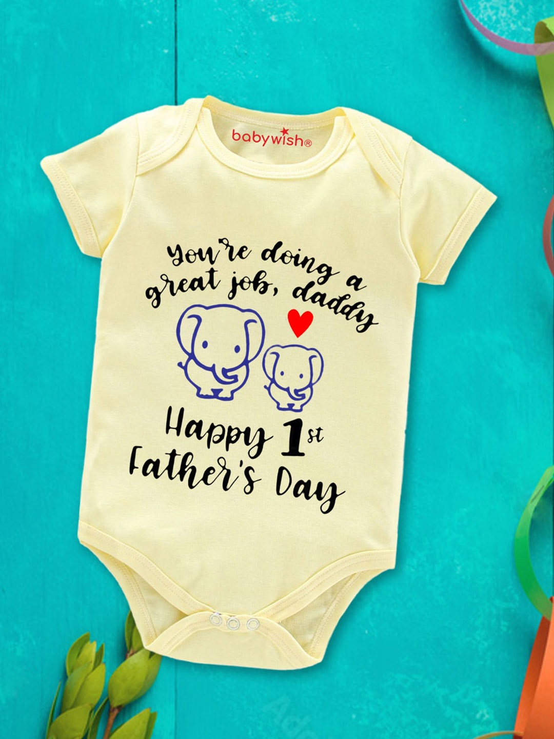 

Babywish Infants Printed Cotton Bodysuit, Yellow